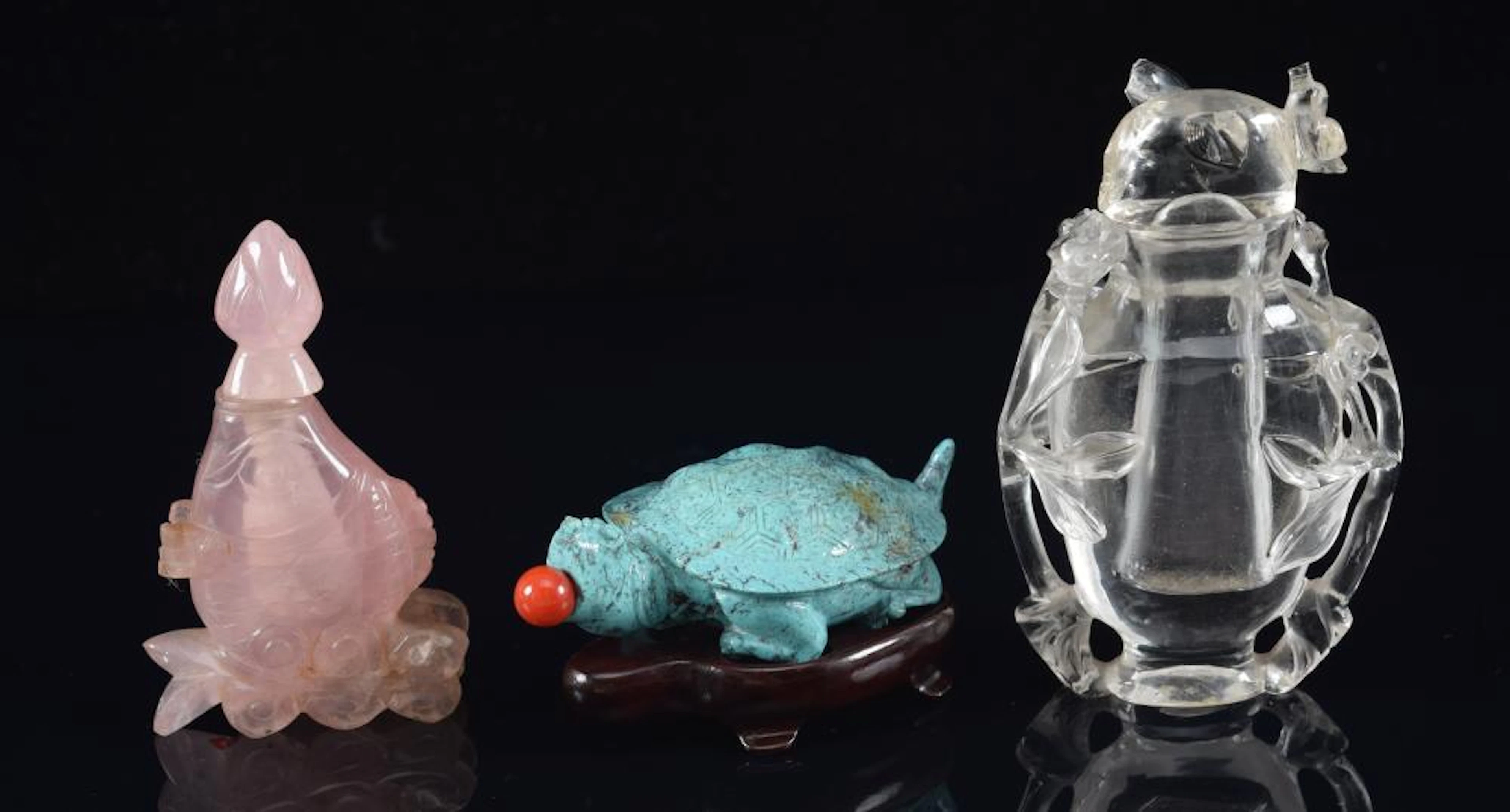 Lot of 3 hardstone carvings