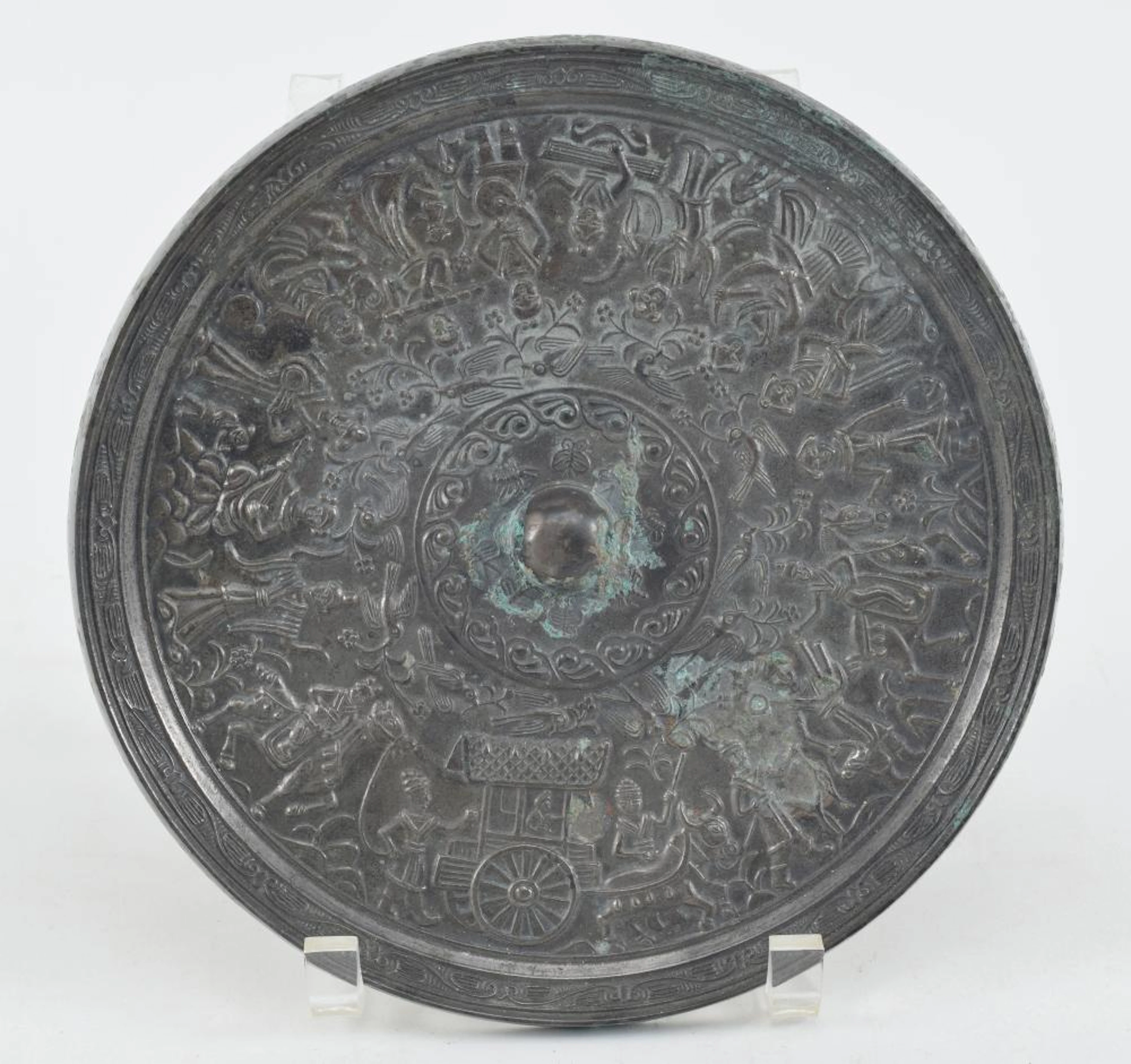 Silvered bronze mirror