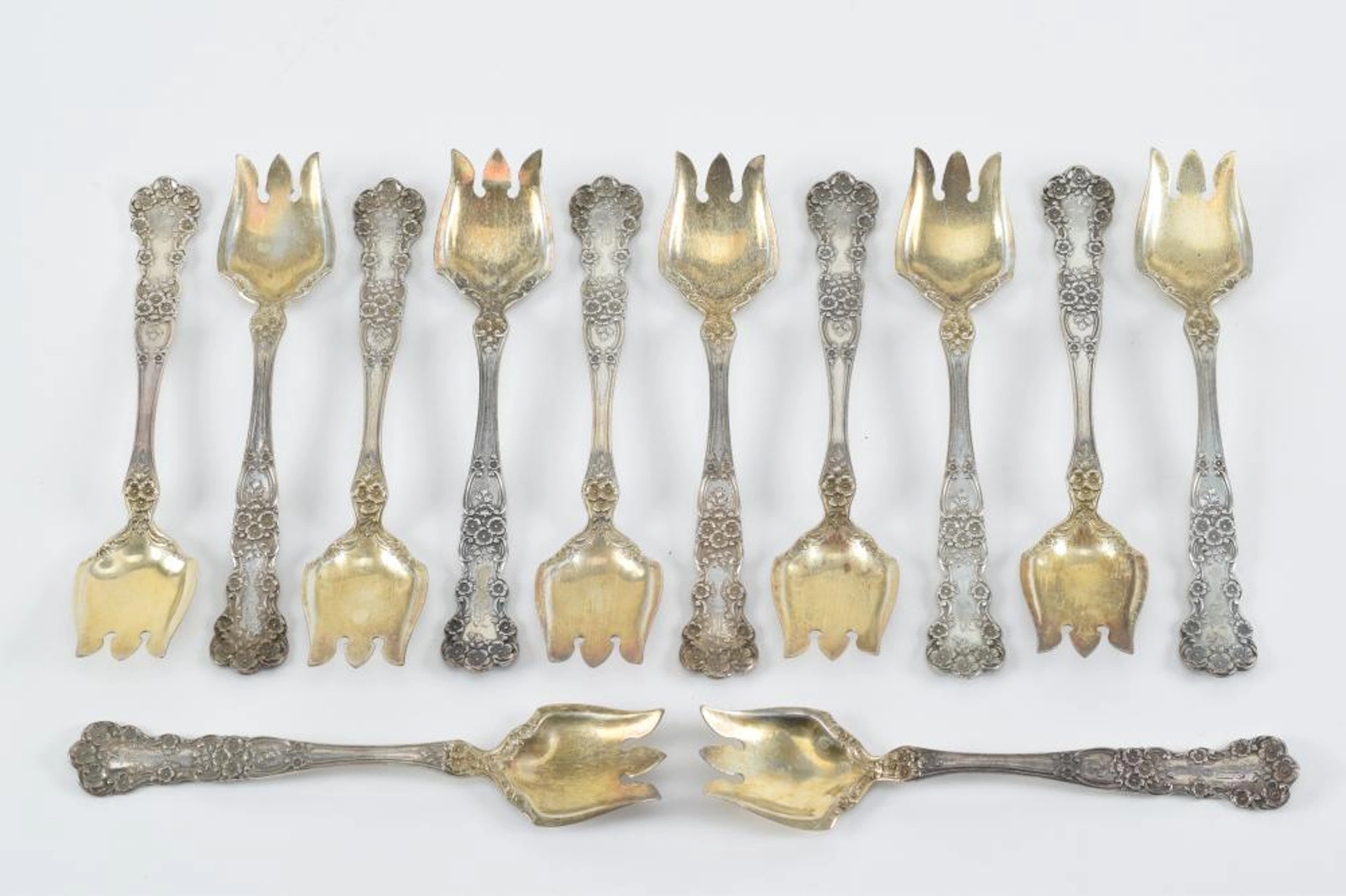 Gorham sterling silver set of 12 buttercup ice cream forks