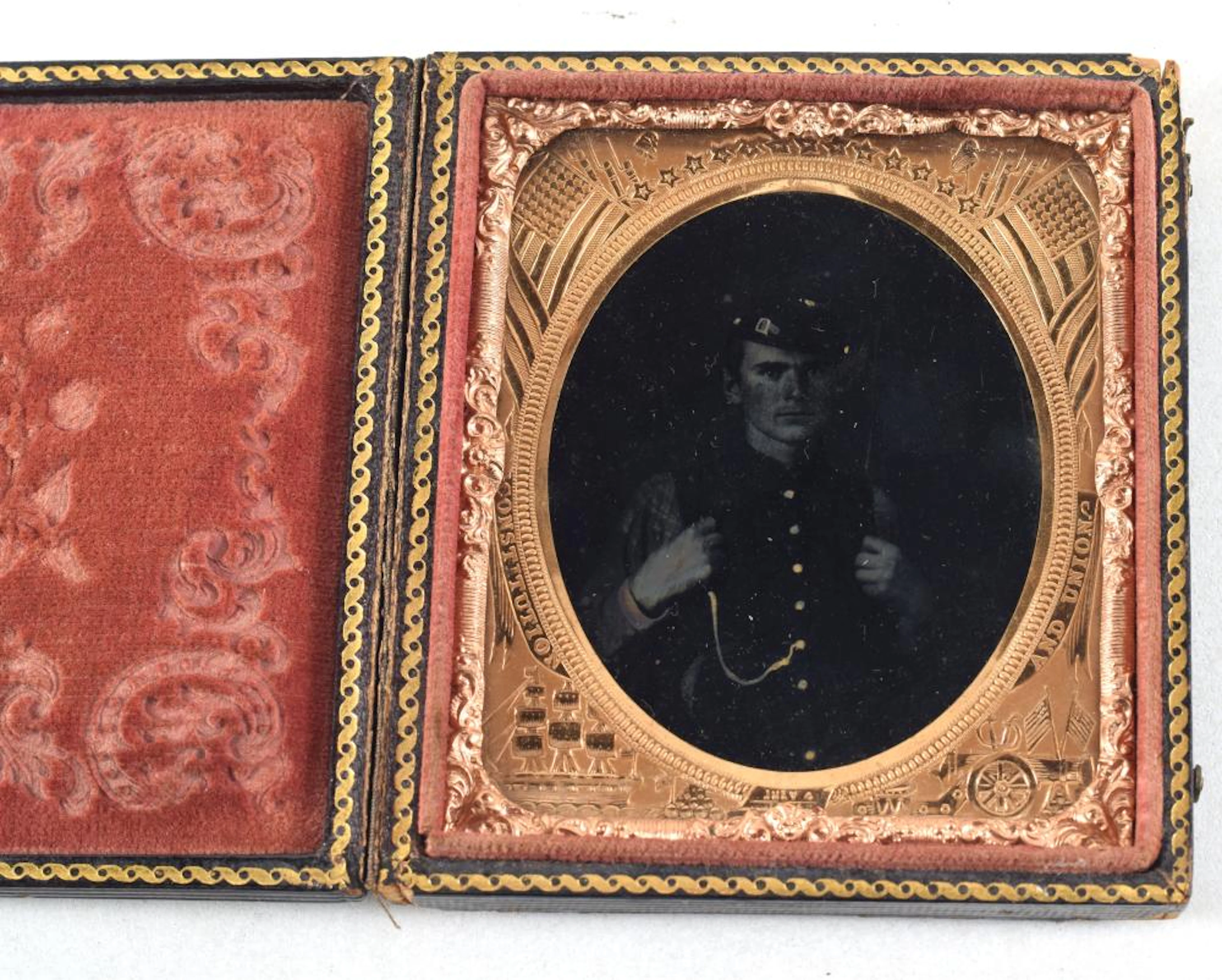 Civil War Ambrotype Photograph of Seated Union Soldier