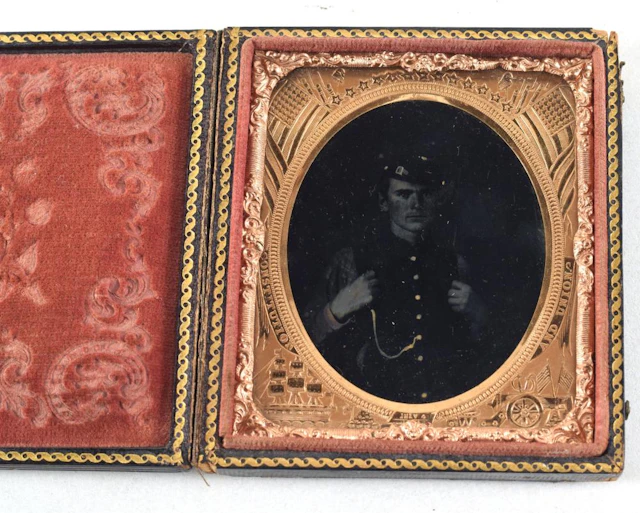 Civil War Ambrotype Photograph of Seated Union Soldier