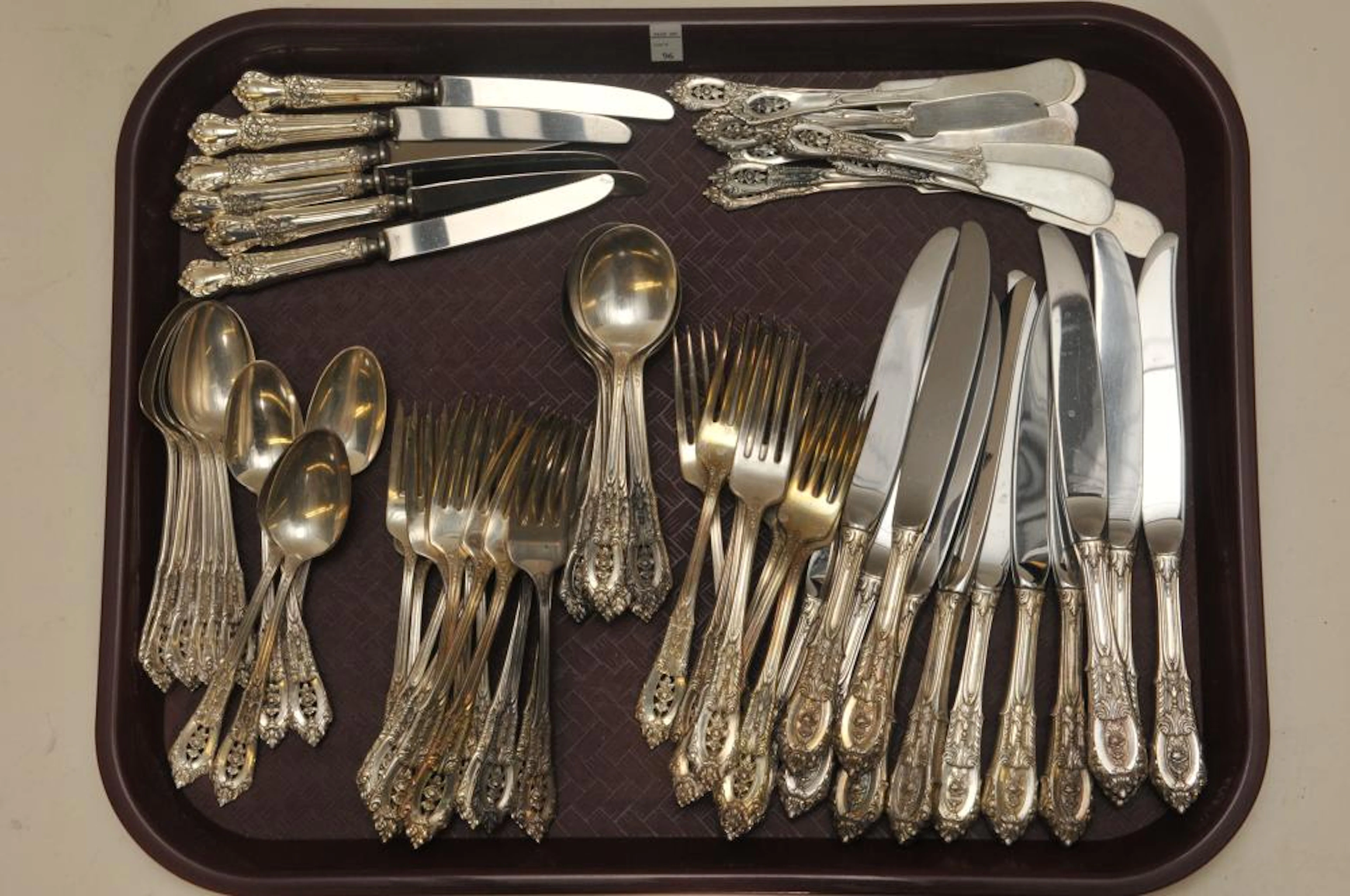 Wallace Rosepoint pattern sterling silver 78 Piece flatware set. Includes