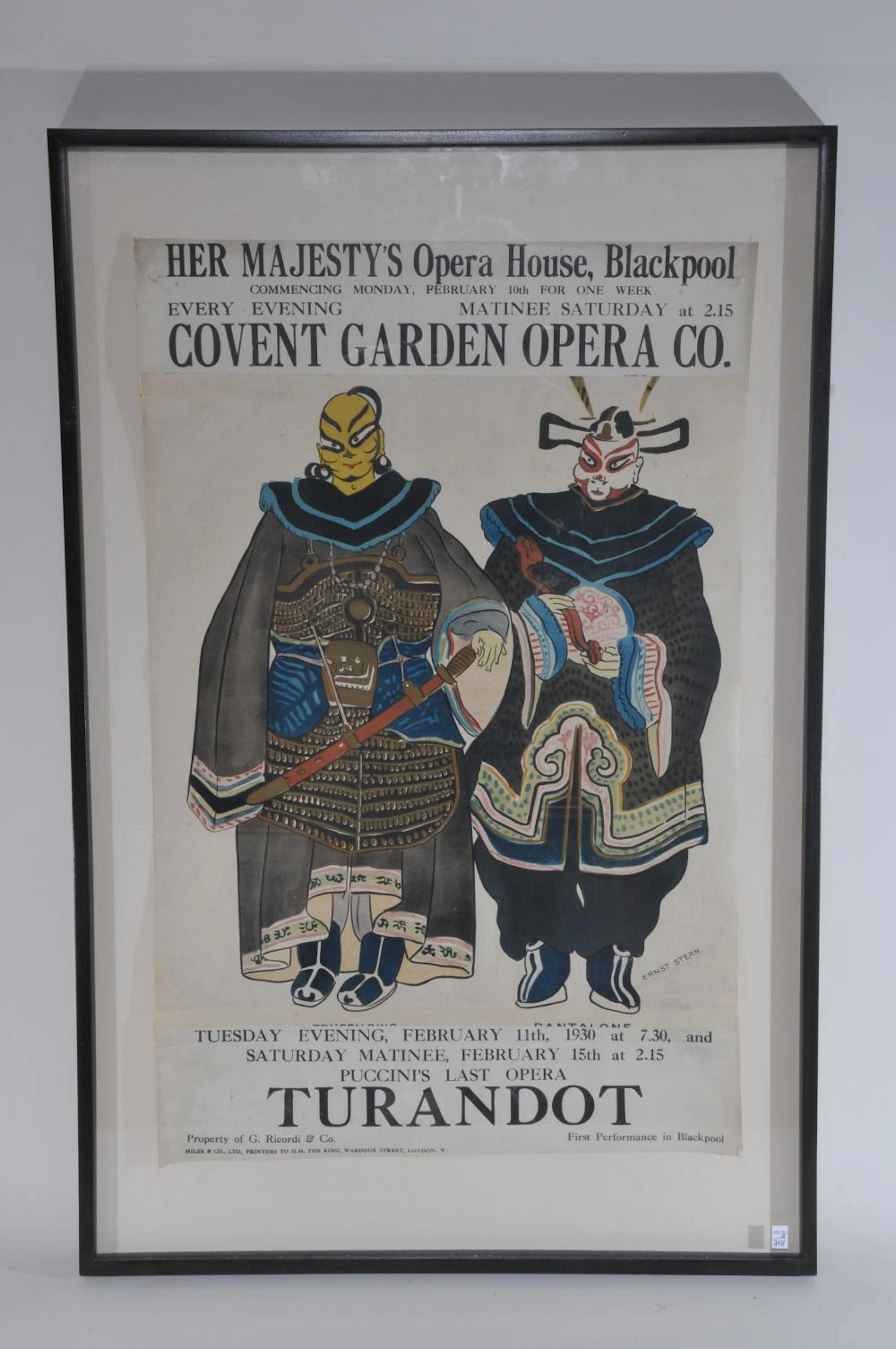 Ernst Stern. Vintage original "Pantalone" 1930 opera poster "Prince Calaf".