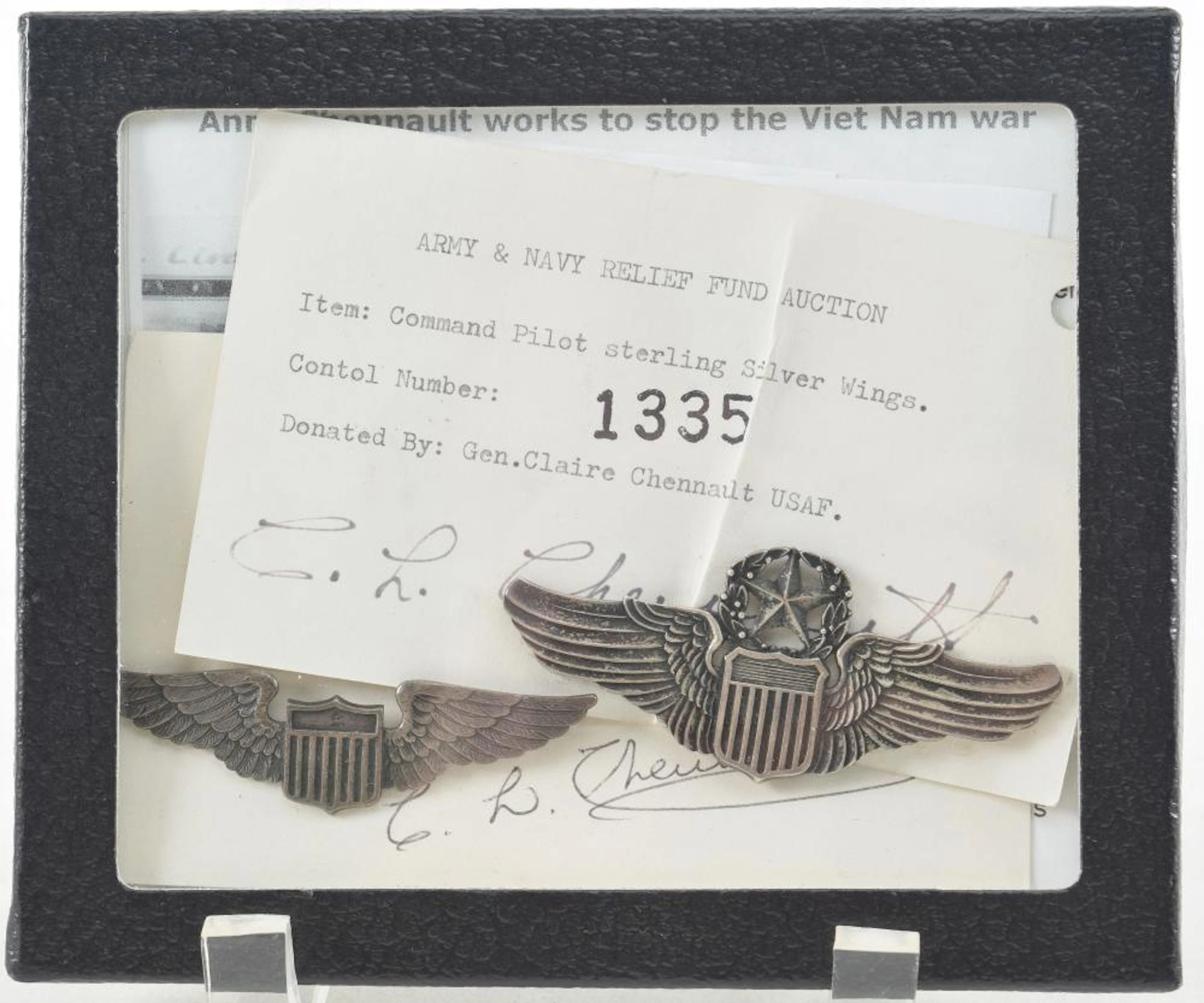 Two Gen. Chenault Flying Tigers Sterling Silver Wing Pins