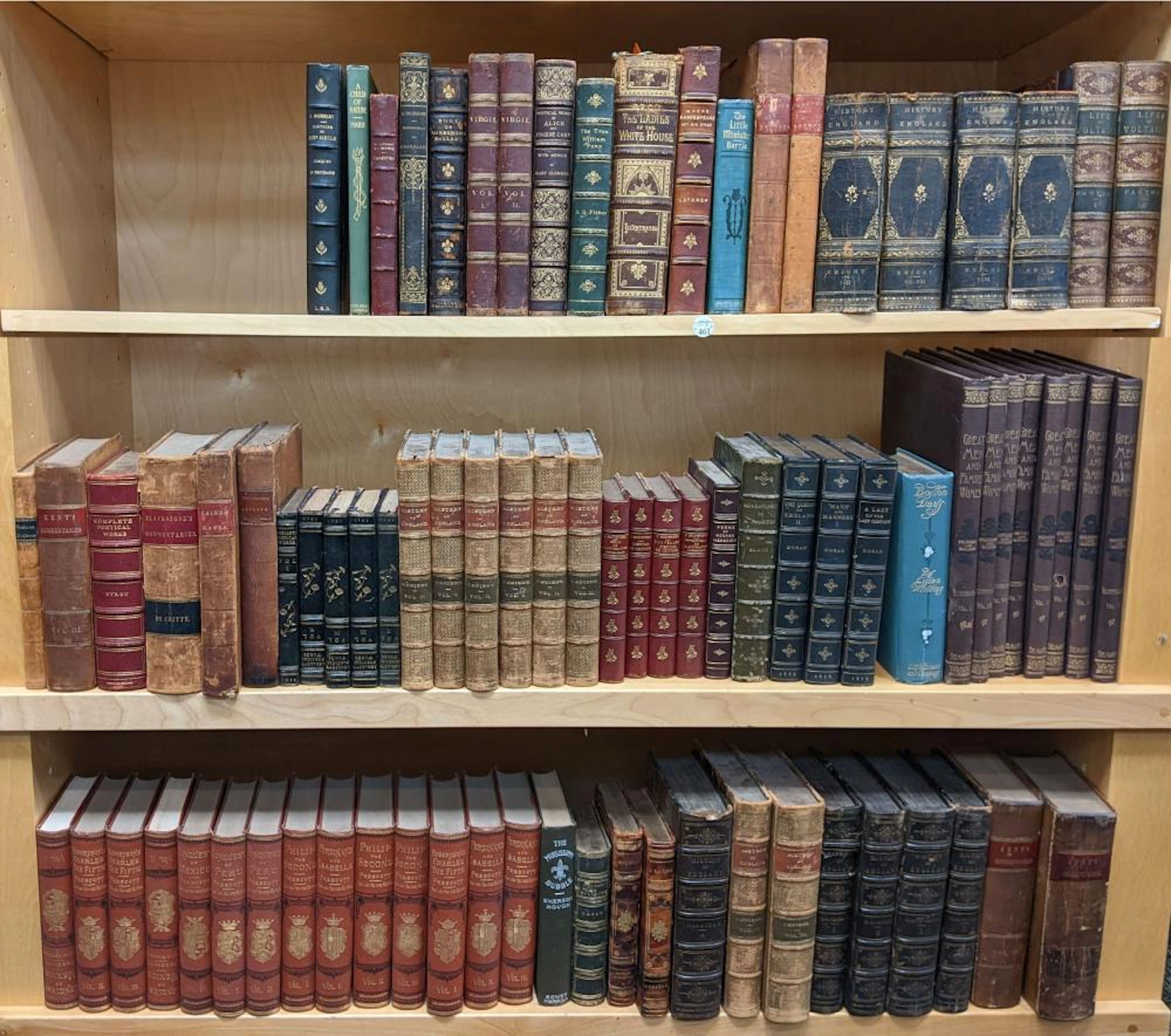 Large lot of antique fine decorative leather bindings