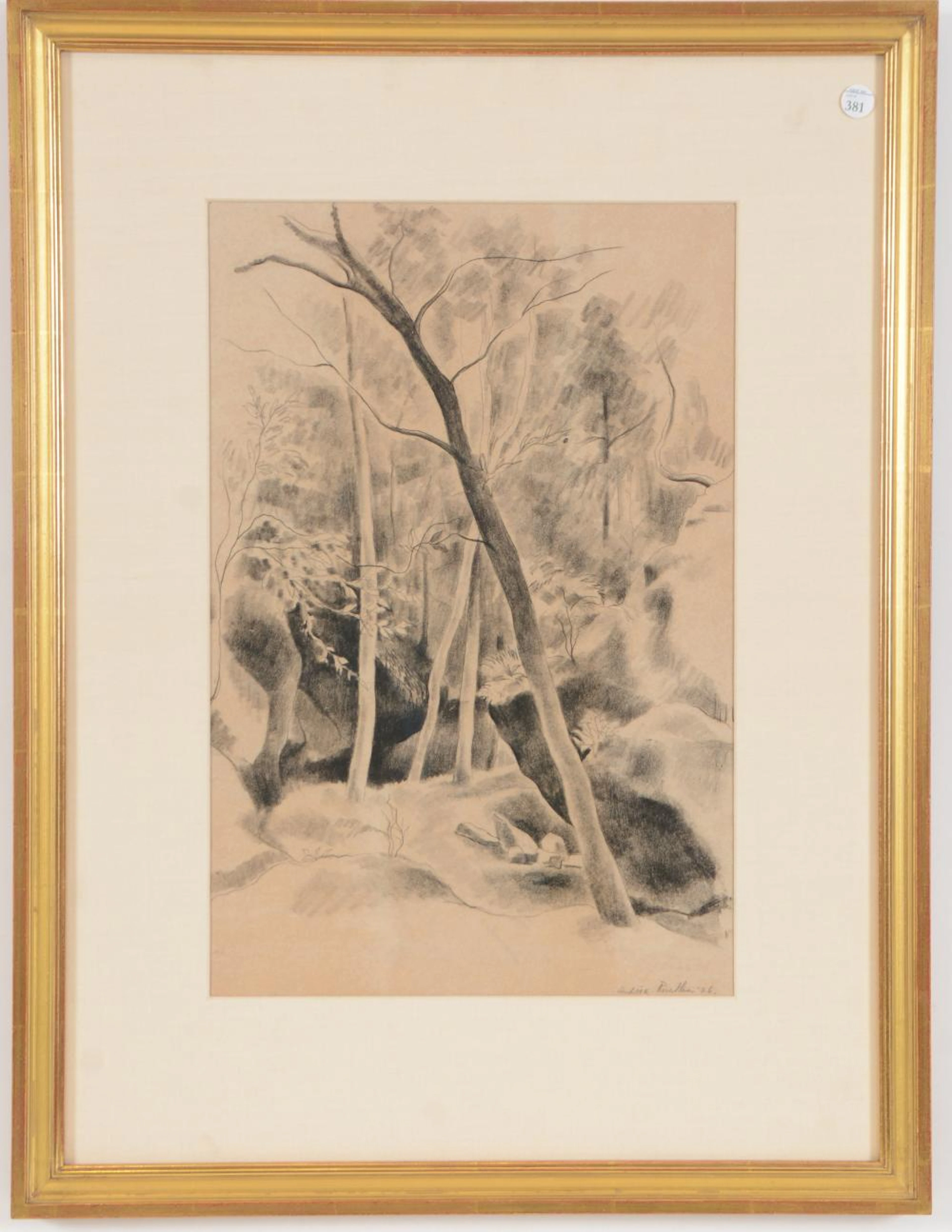 Andree Ruellan. American. 1926. "The Ravine". Charcoal