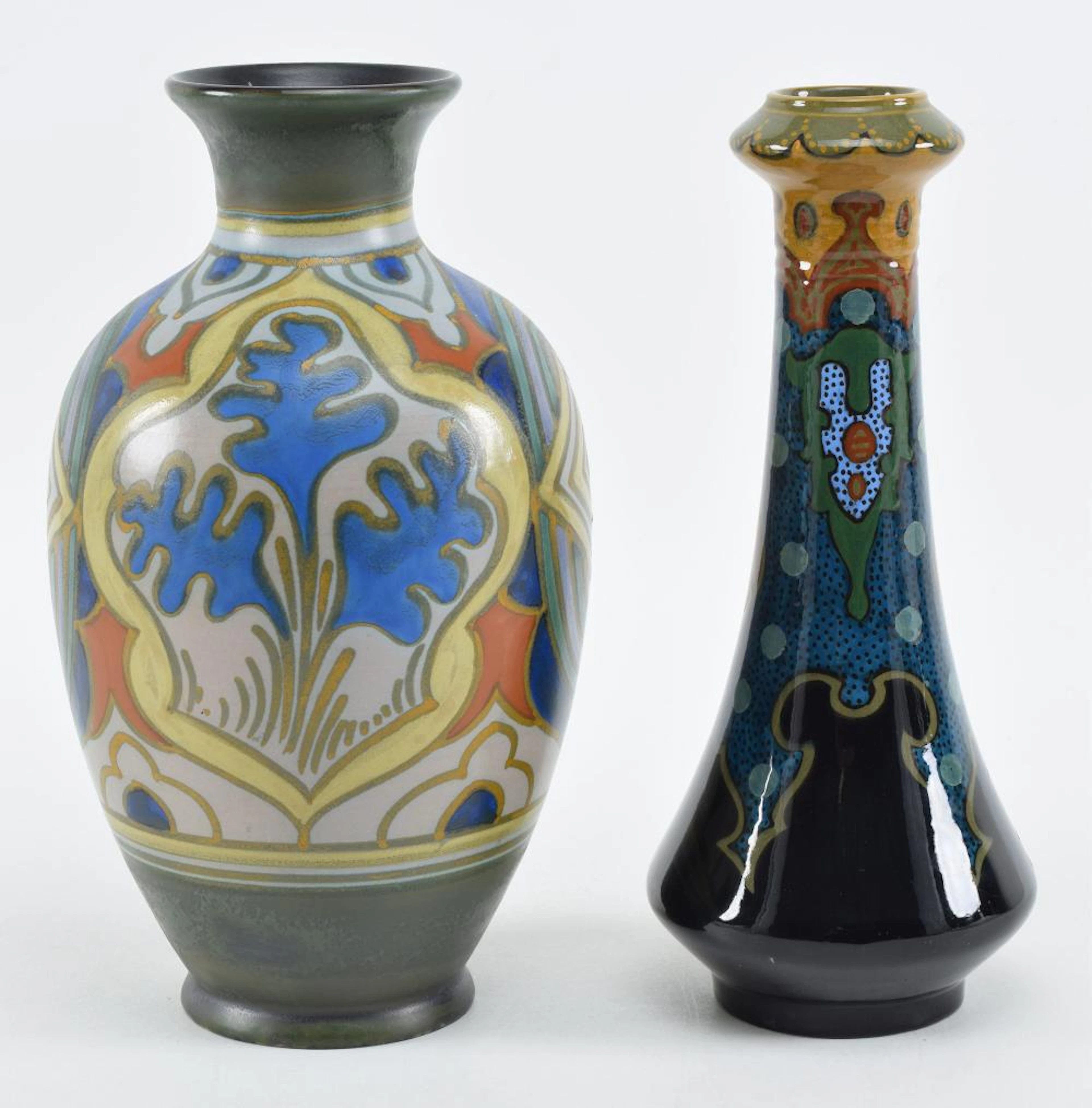 2 Dutch art pottery vases. Early/mid 20th century. One
