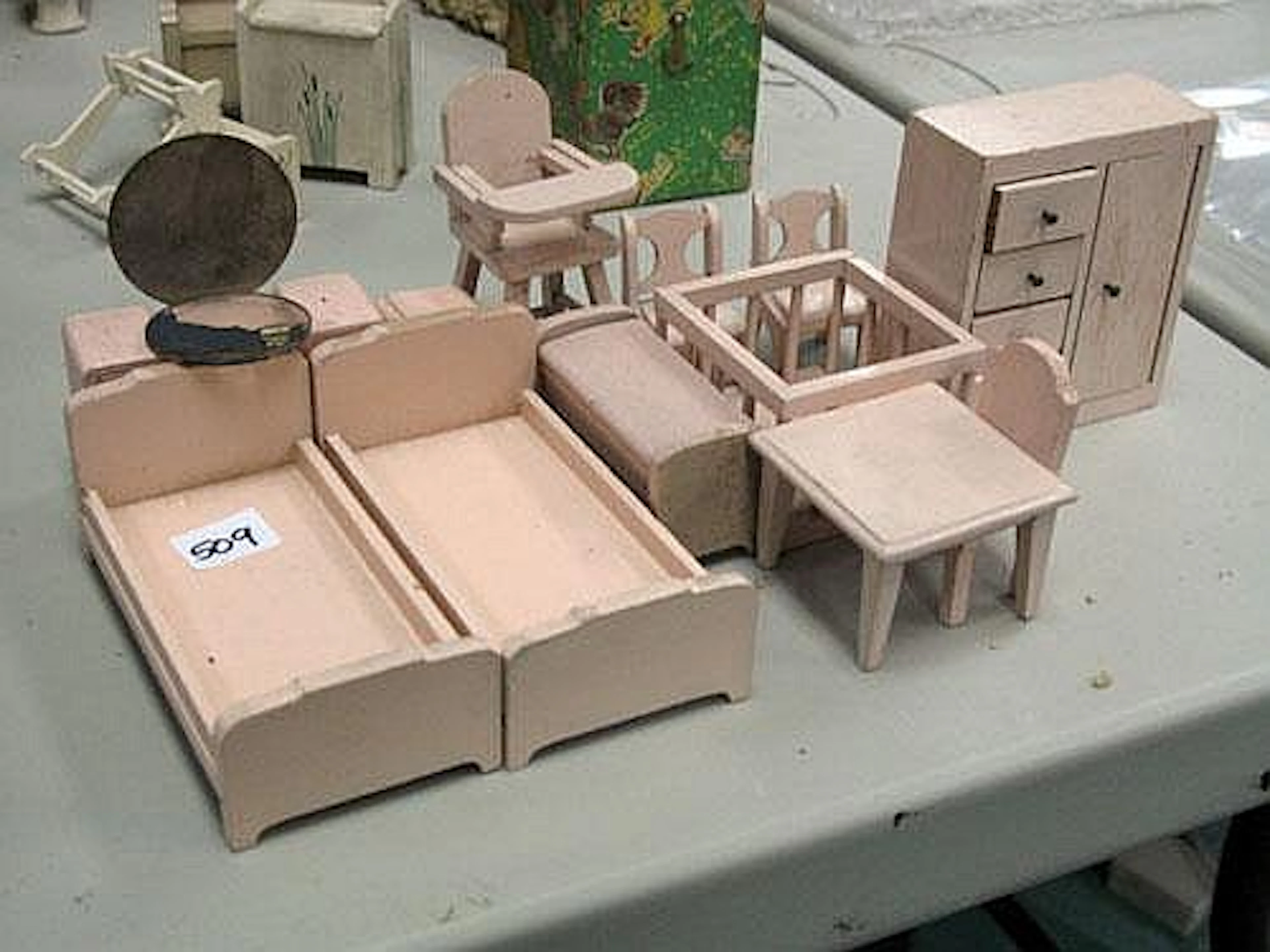 Lot of miniature doll house furniture, all hand