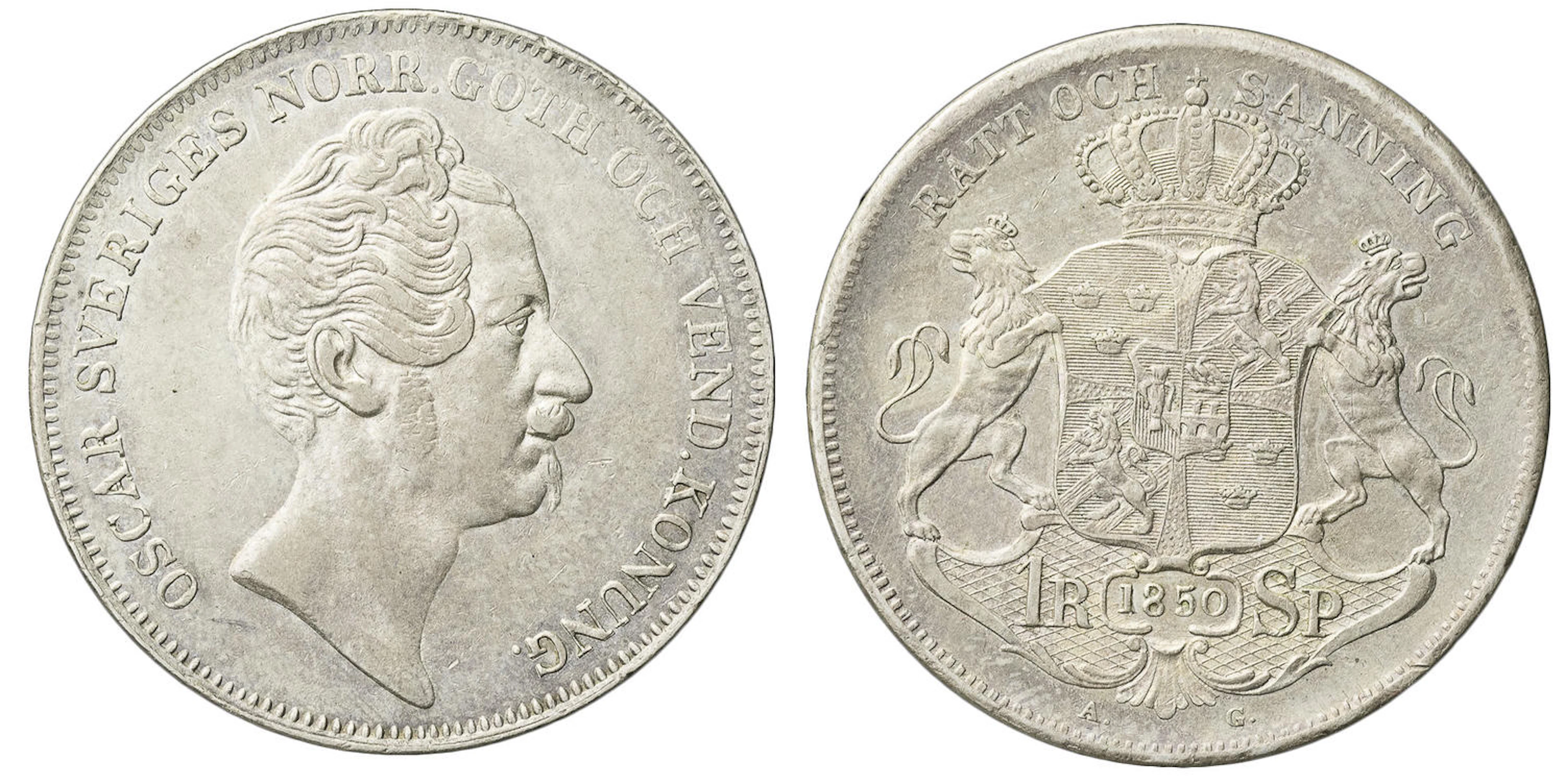 OSKAR I (1844-1859): Riksdaler specie 1850