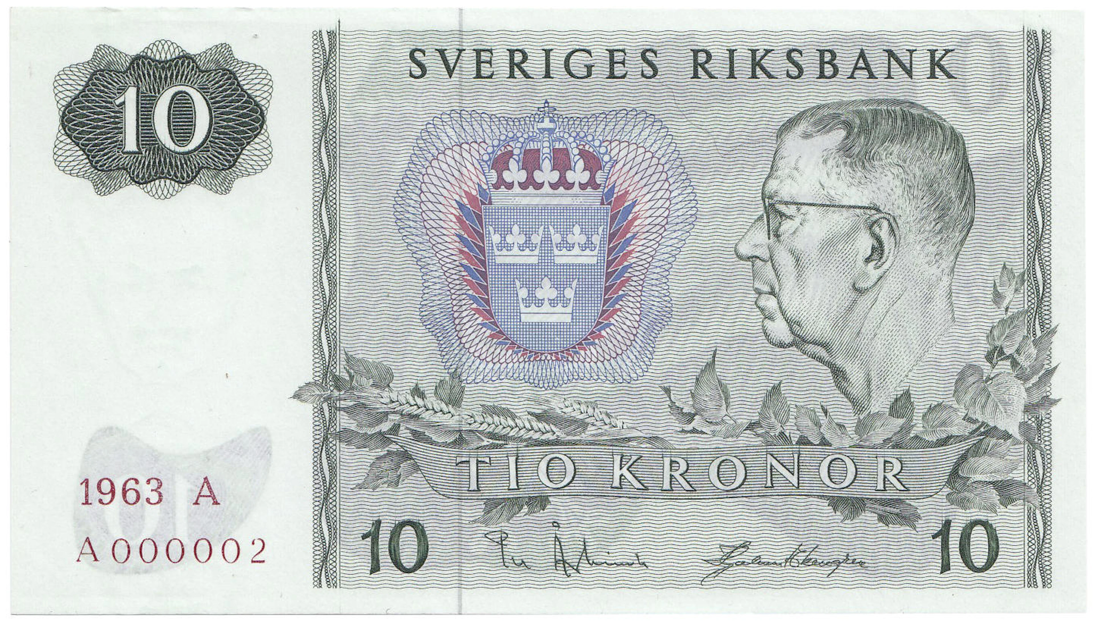 SEDLAR / BANKNOTES: 10 kronor 1963