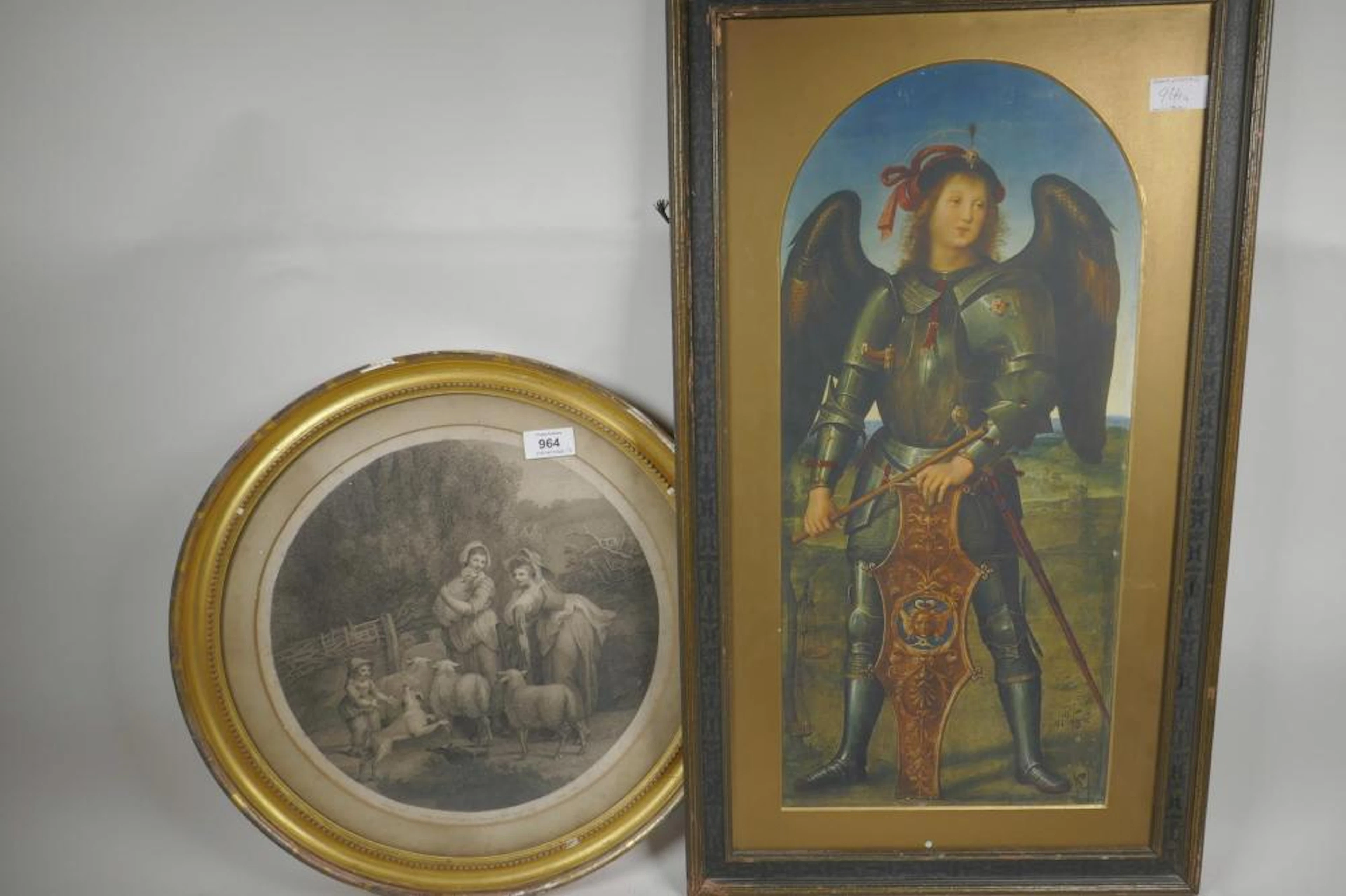 A Medici colour print of Archangel Michael after Perugino