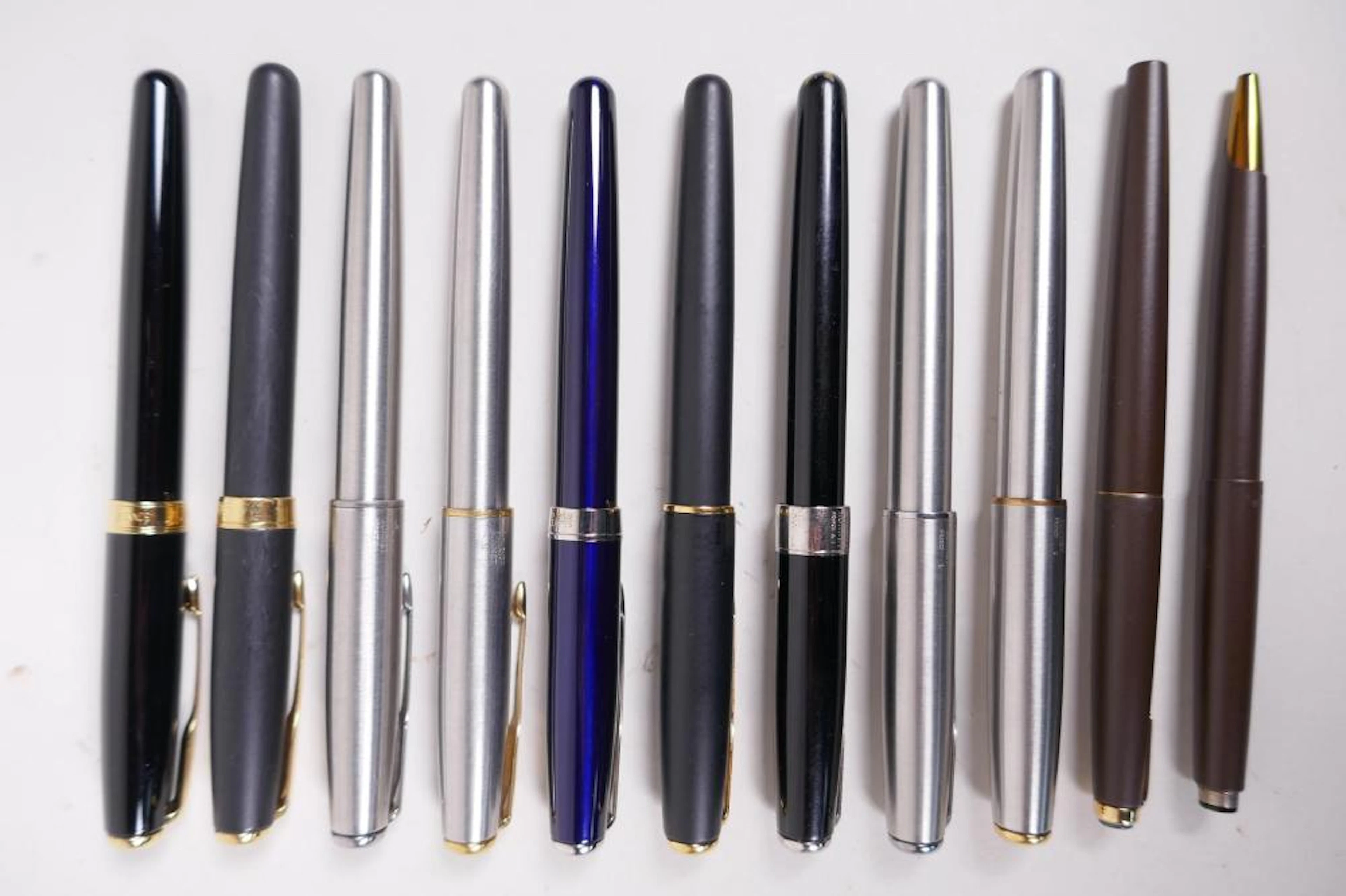 A collection of Parker Sonnet fountain pens