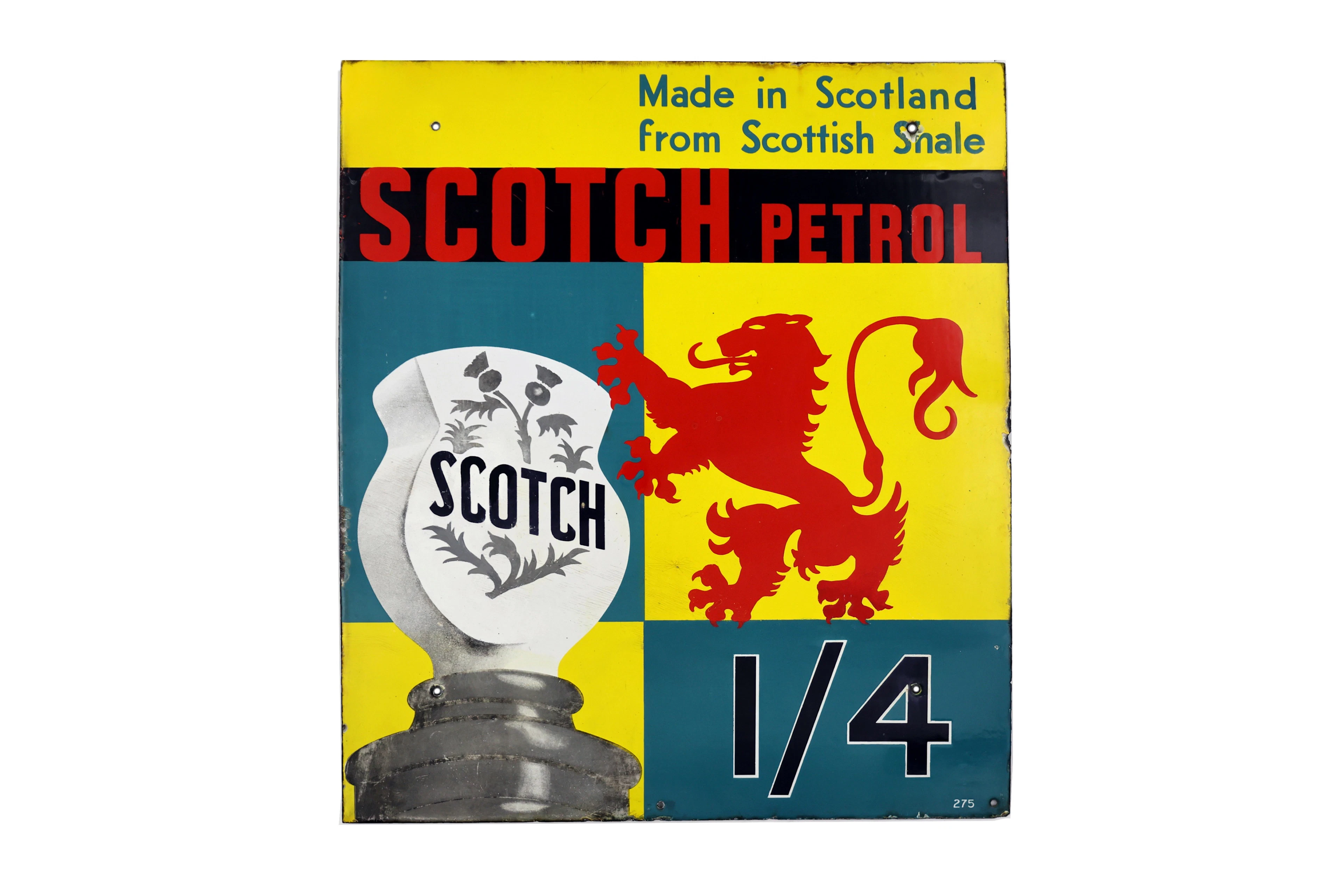 Rare Scotch Petrol Enamel Sign  The Best Example We Have Ever Encountered