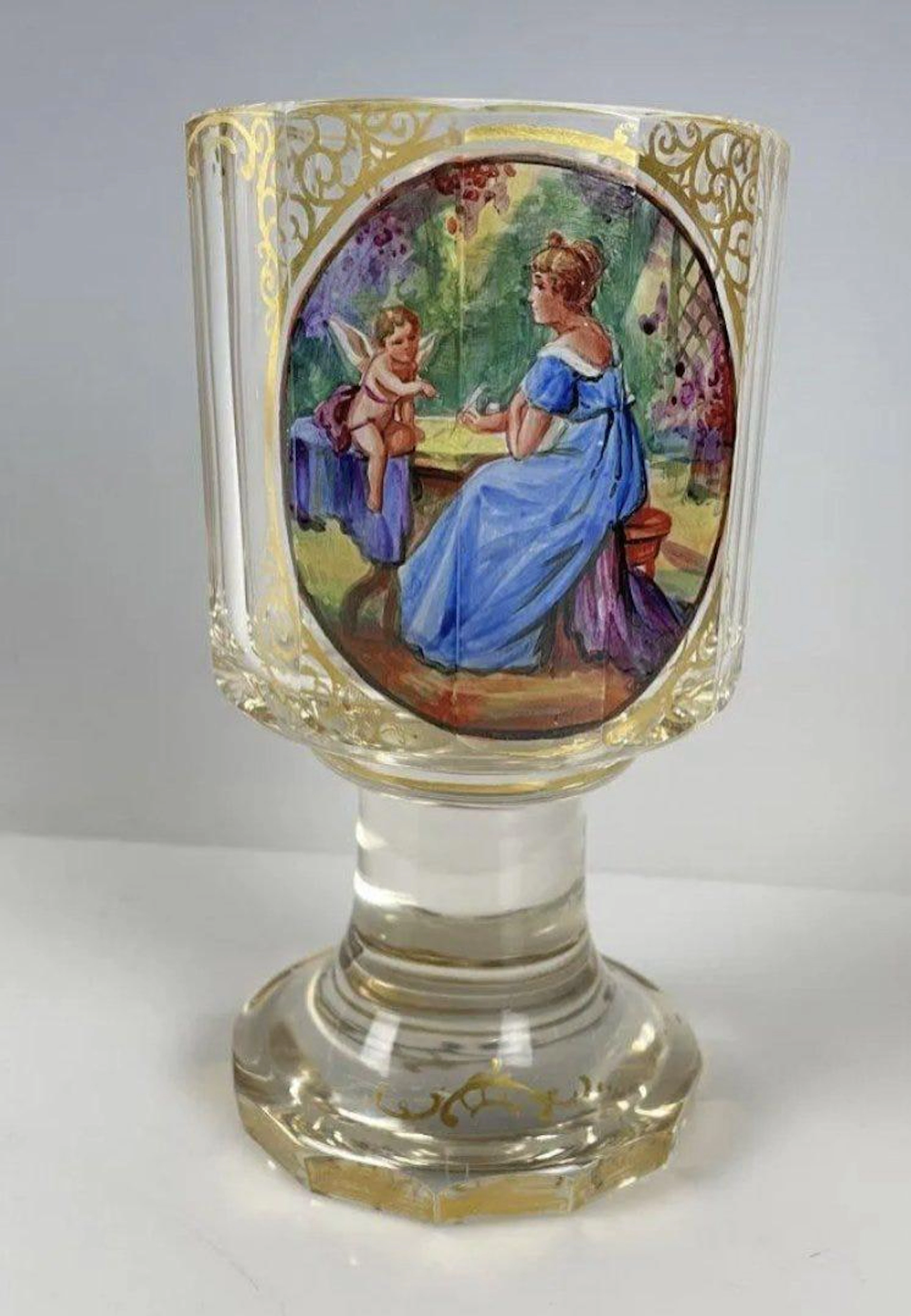 A GILT AND ENAMELED MOSER GOBLET