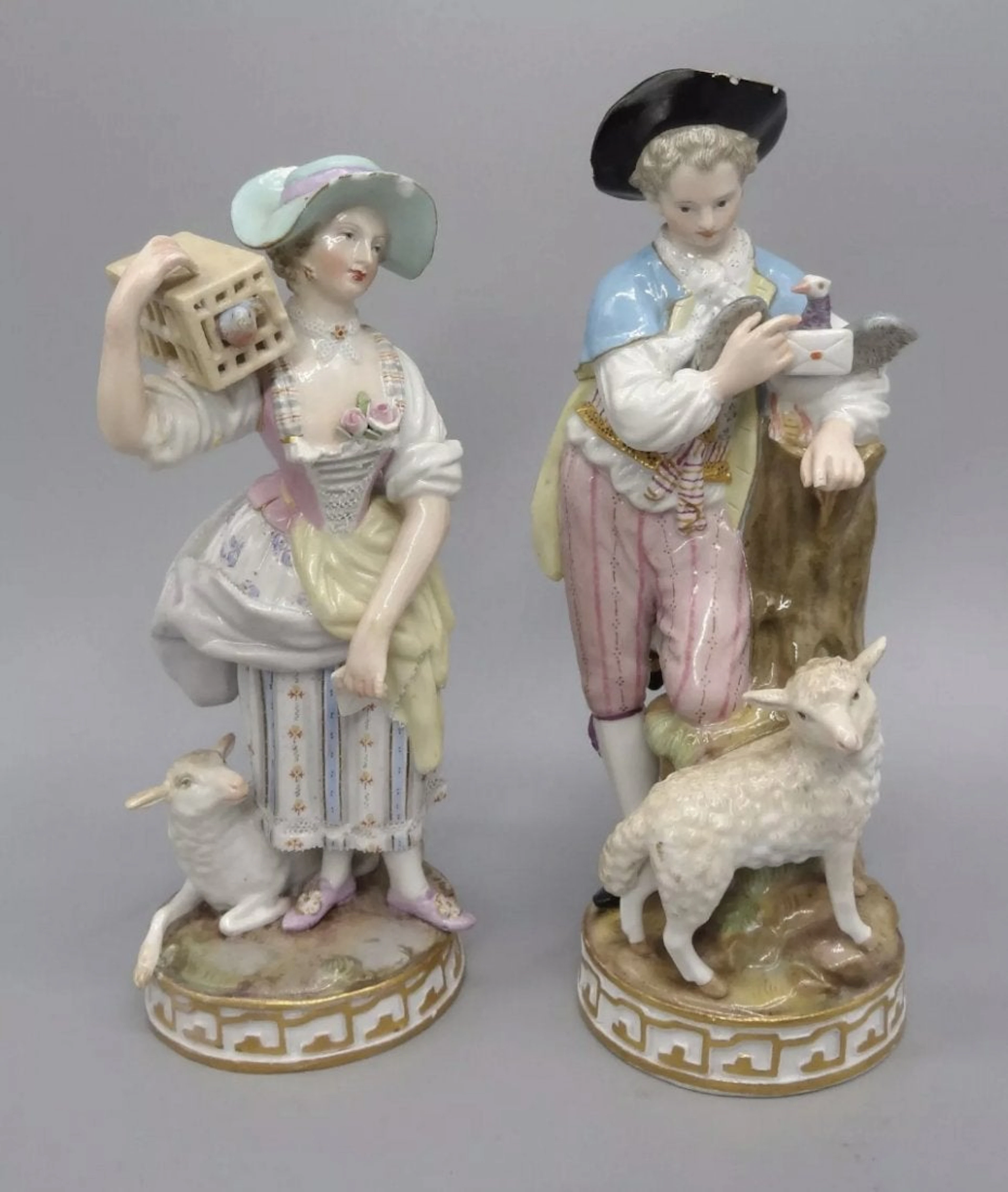 A PAIR OF 19TH C, MEISSEN FIGURES