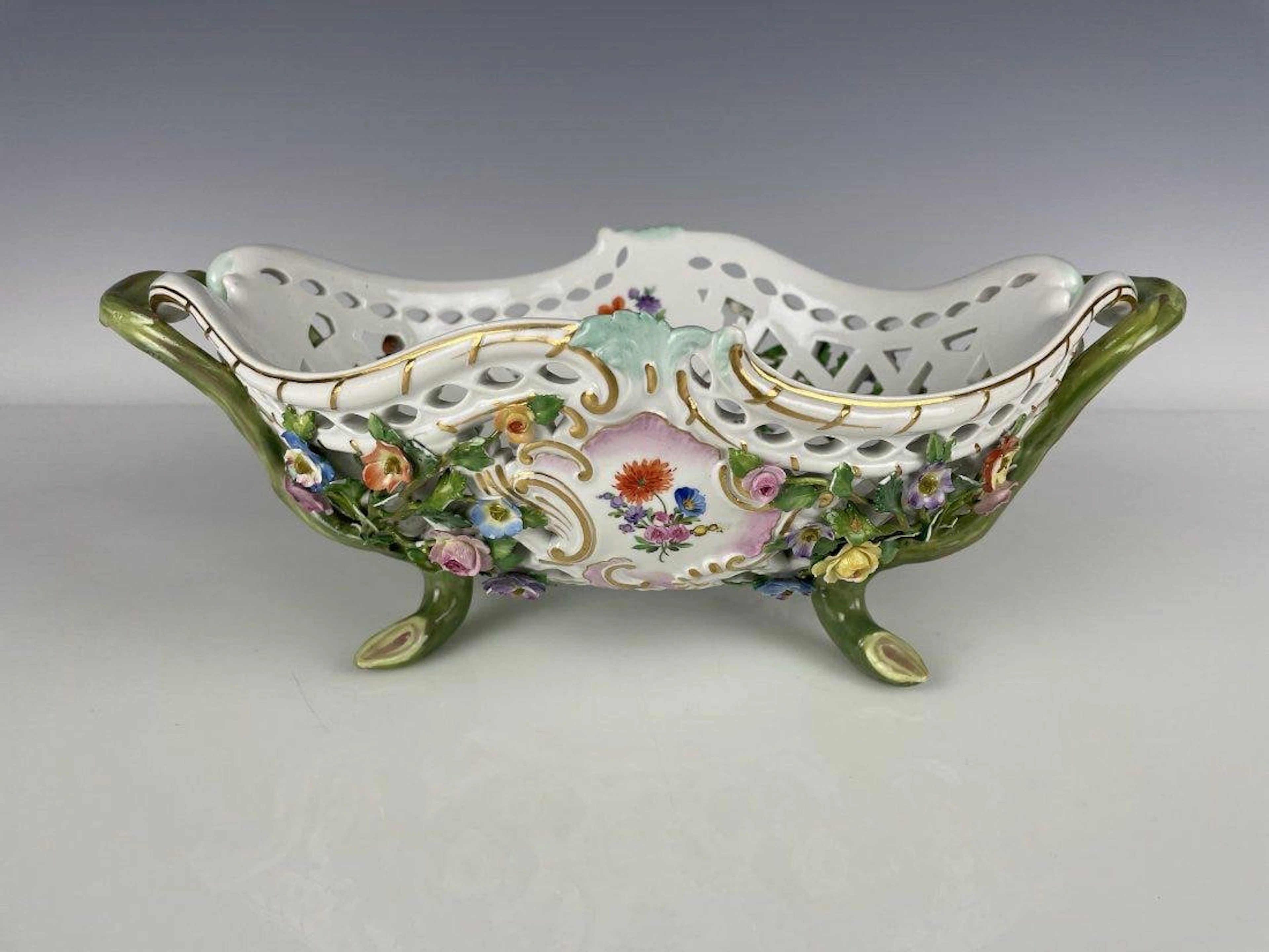 19TH C. RETICULATED MEISSEN BASKET