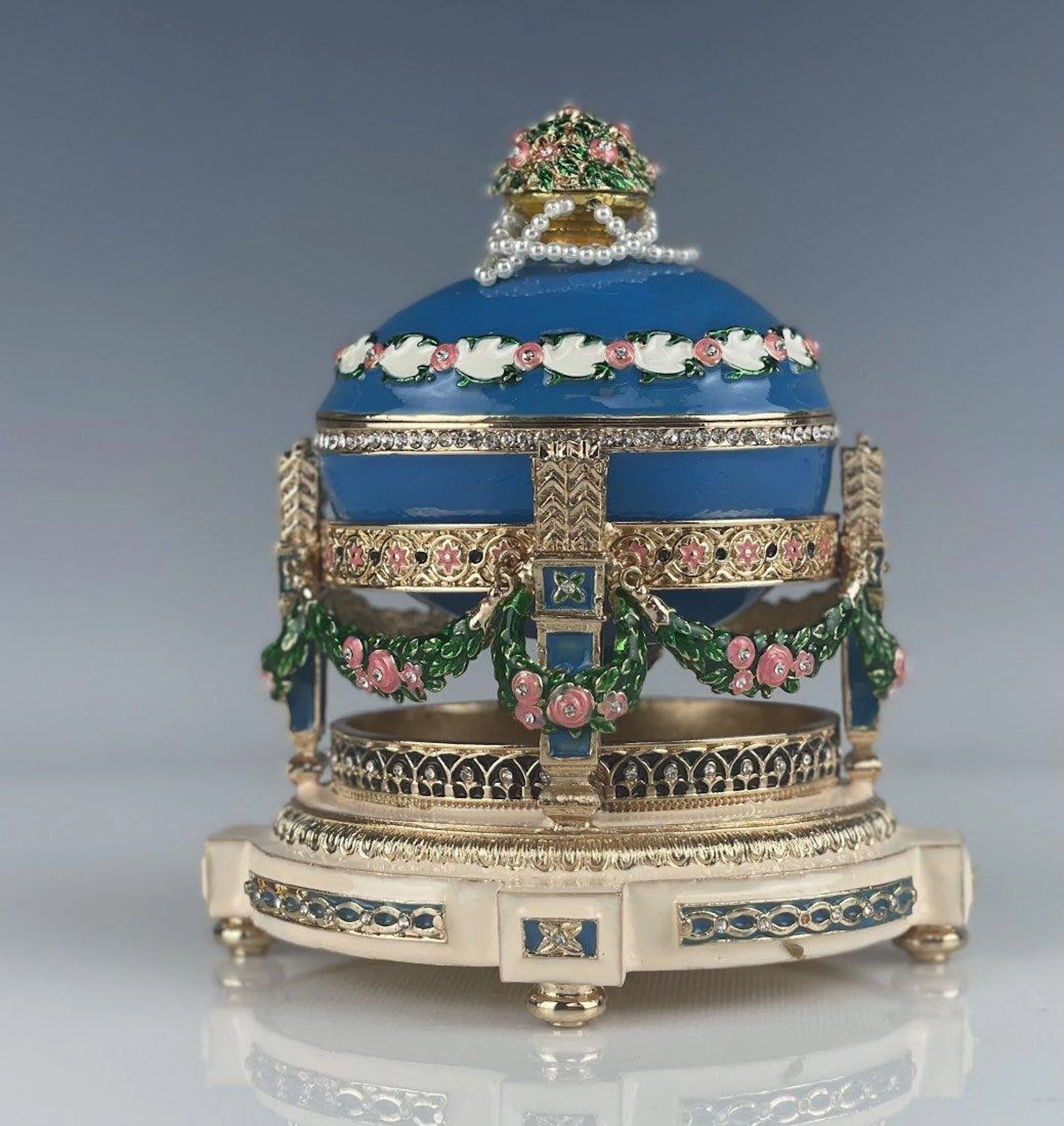 FABERGE STYLE ENAMEL MUSICAL EGG