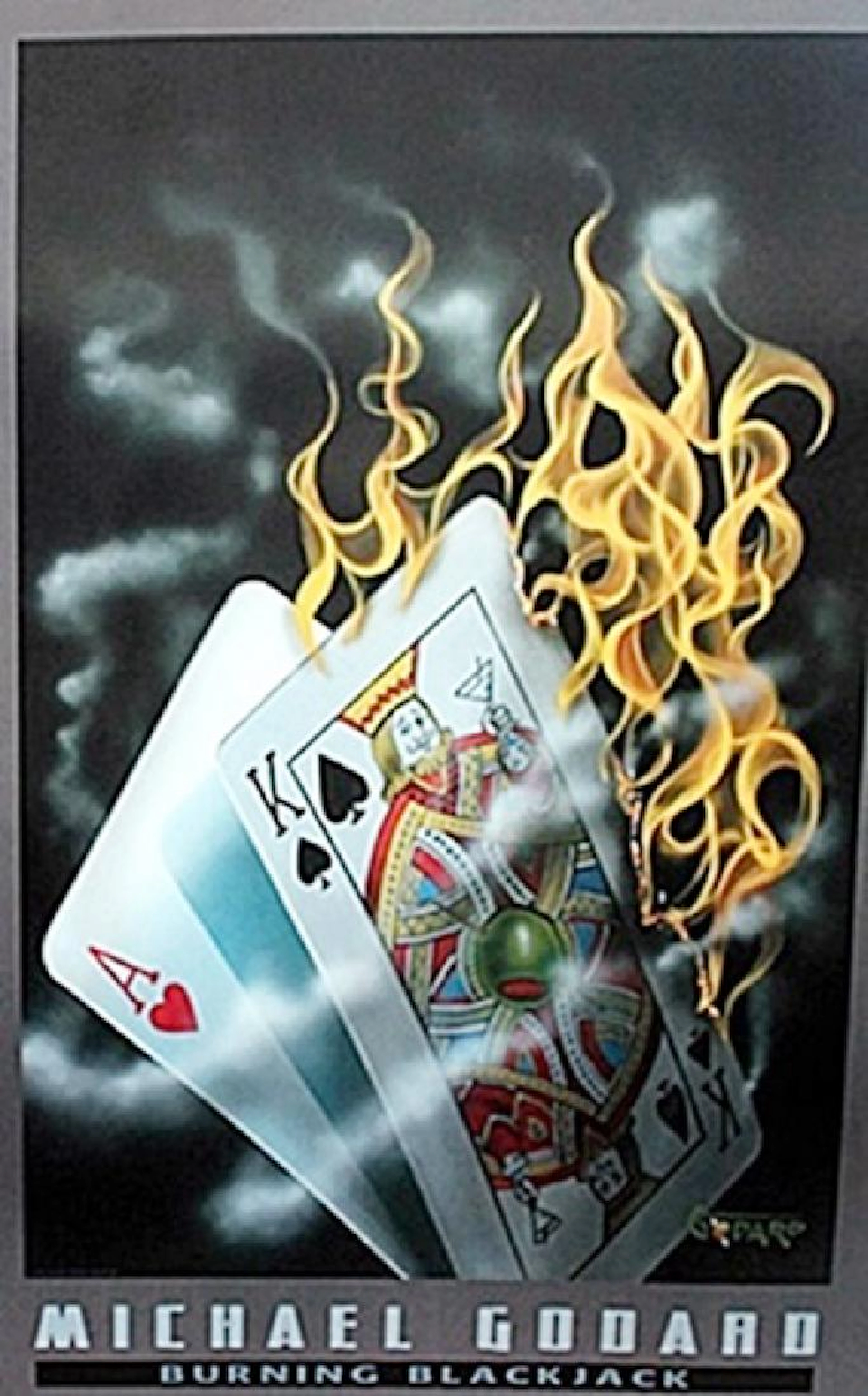 "Burning Blackjack" after Michael Godard