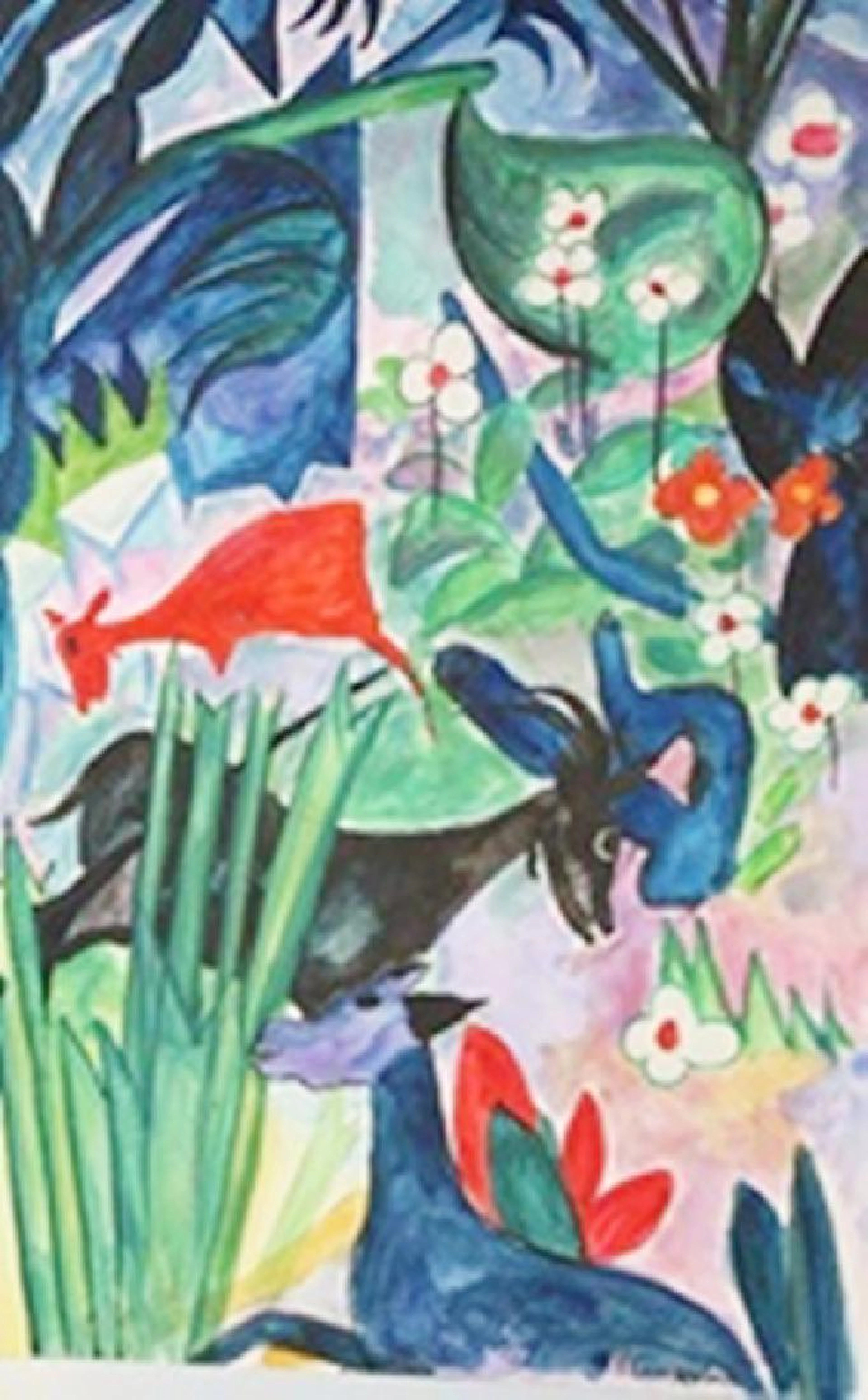 The Jungle - Henrich Campendonk - Watercolor On Paper