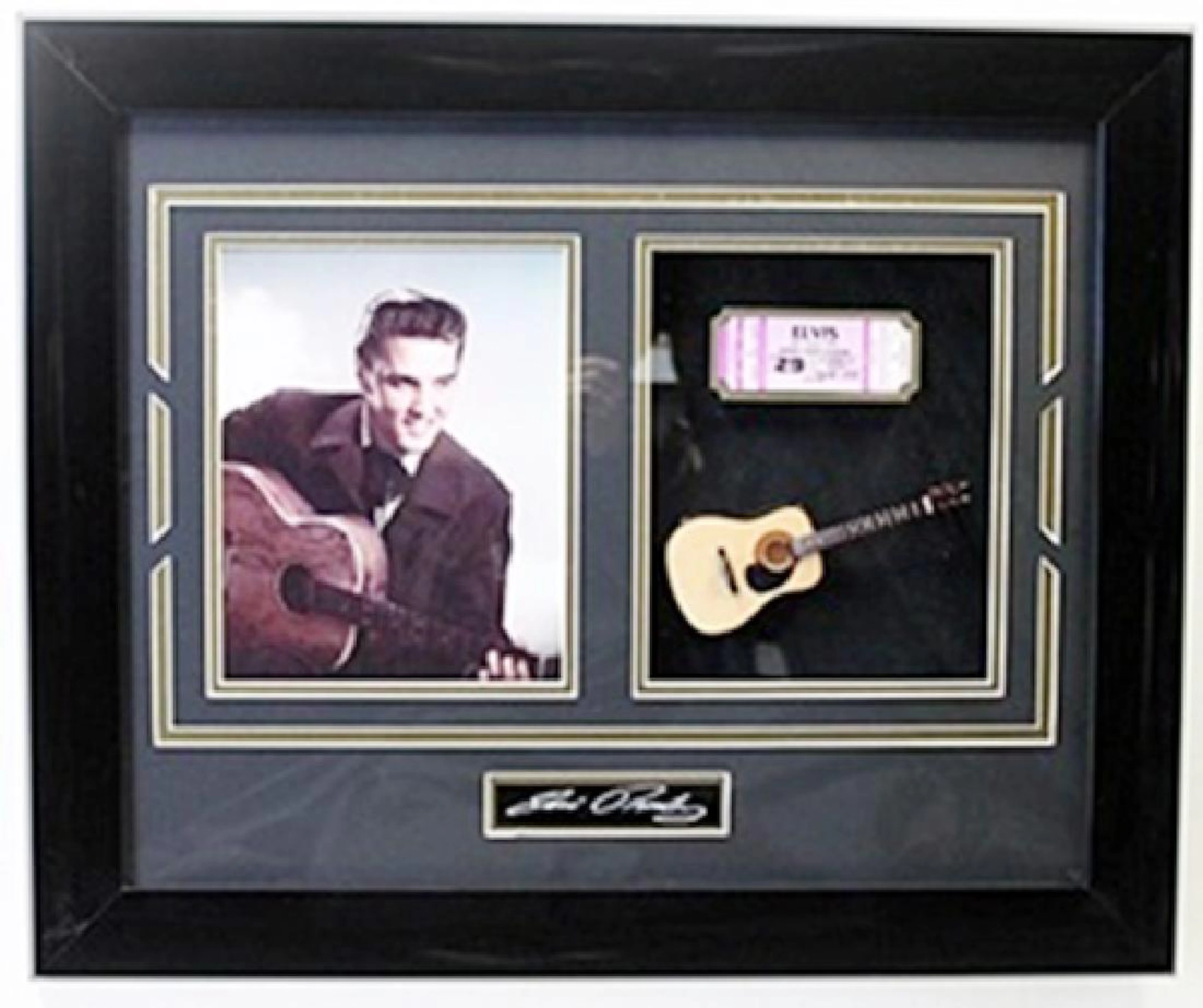Elvis Presley Custom Framed Photo W/ Mini Acoutsic