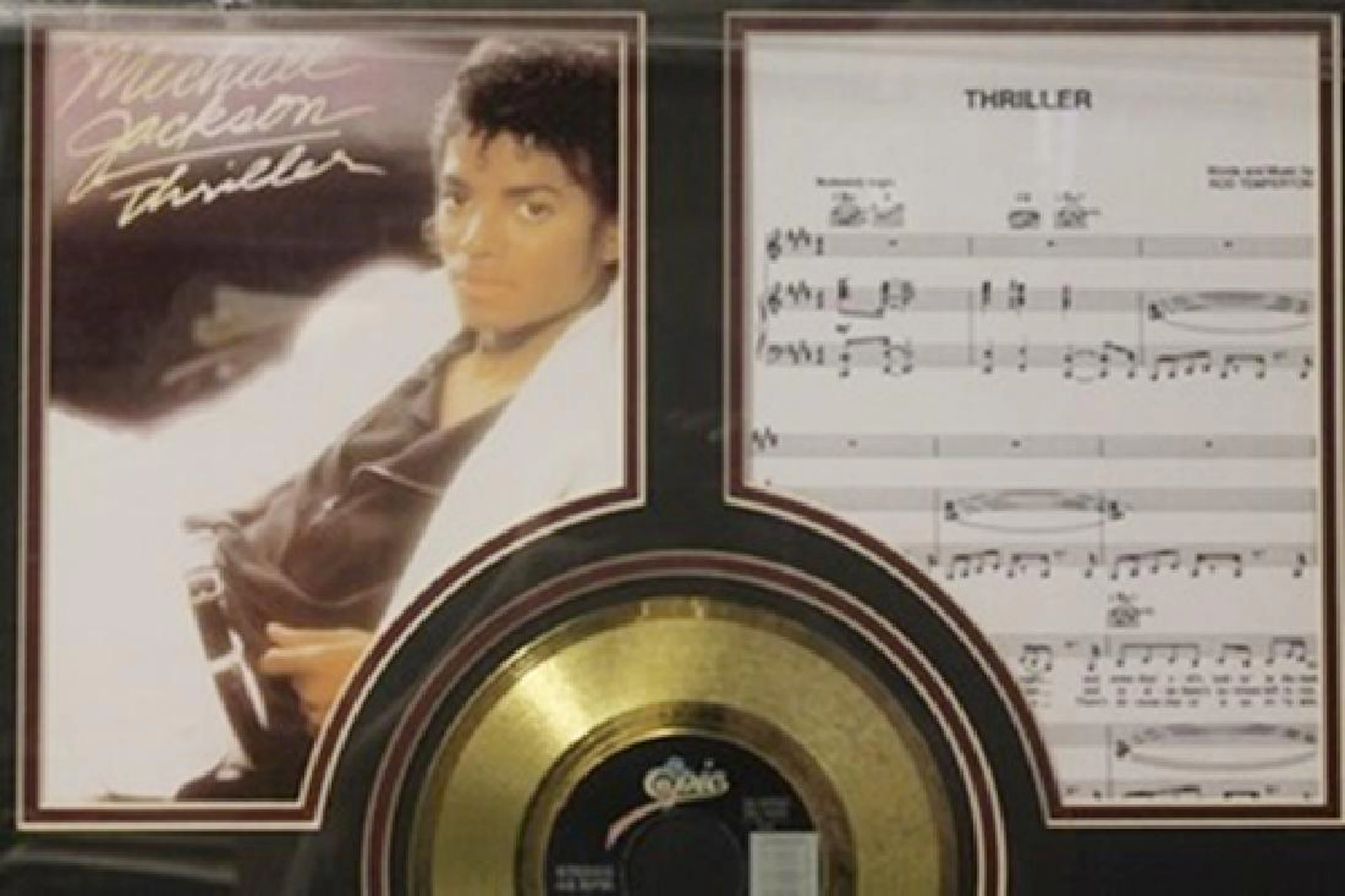 Custom Framed Michael Jackson Memorabilia W/ Gold Plt.