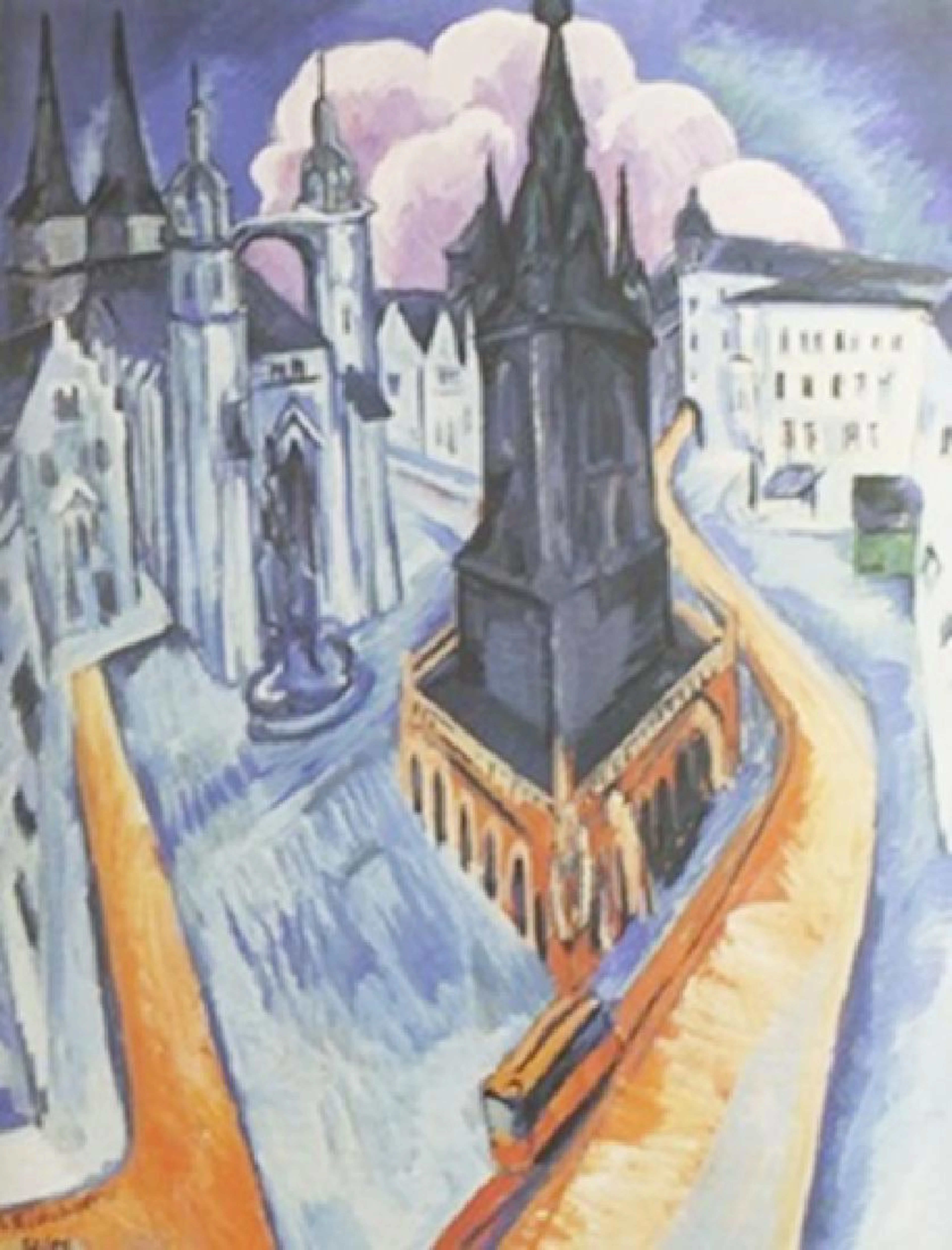 The Red Tower in Halle, 1915 - In the Style of Ernst