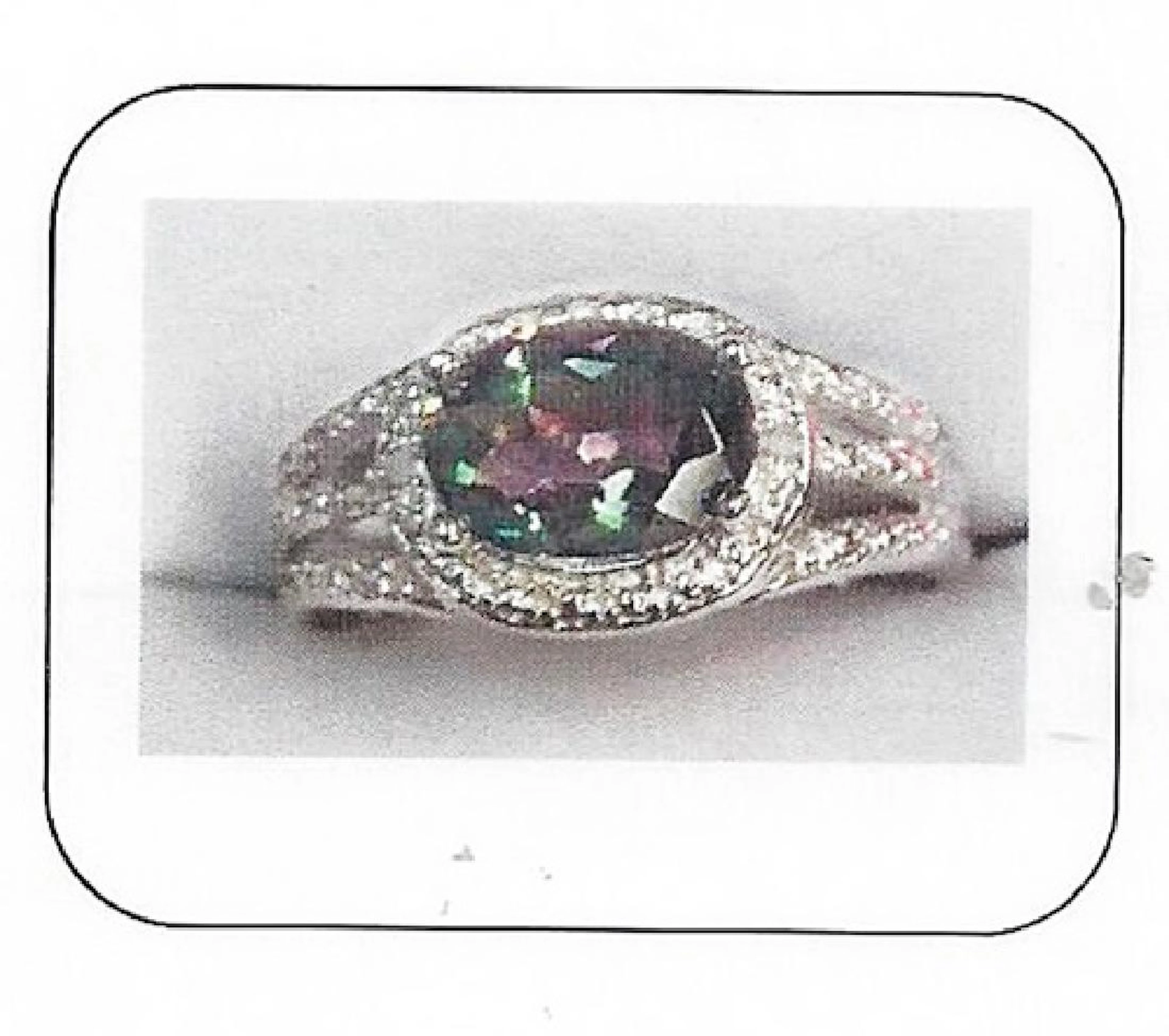 Lady's silver lab alexandrite/diamond ring