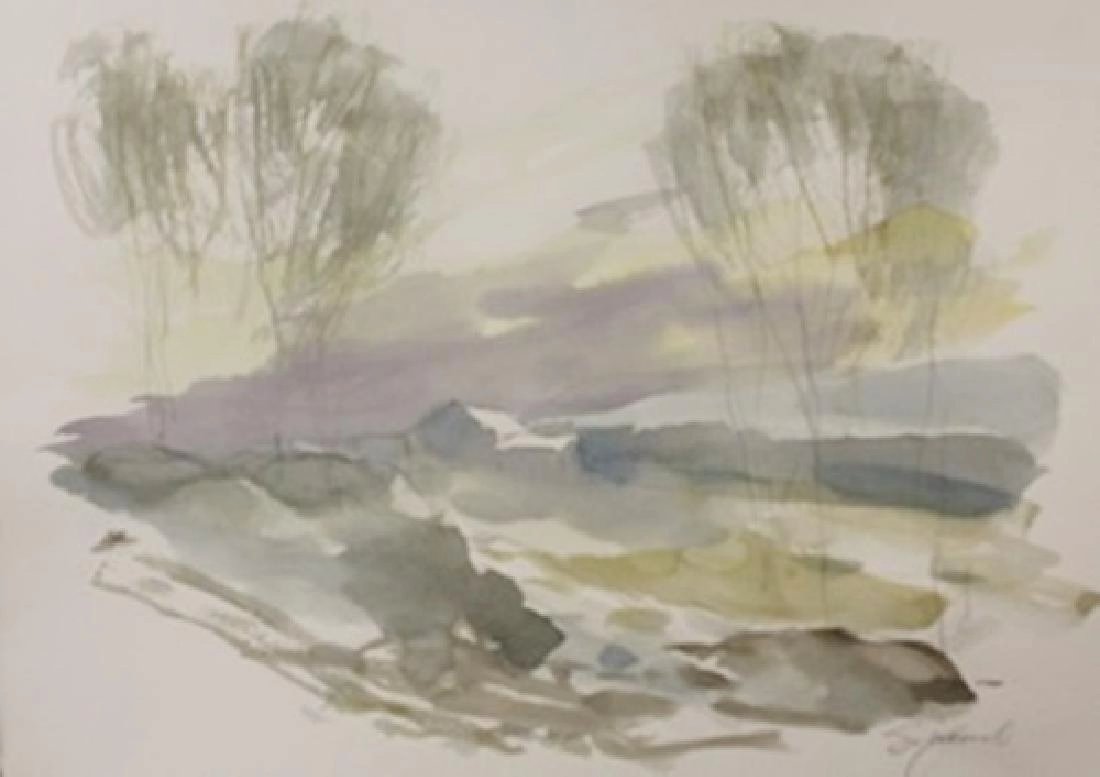 Original Watercolor on Paper "Home in the Distance" by