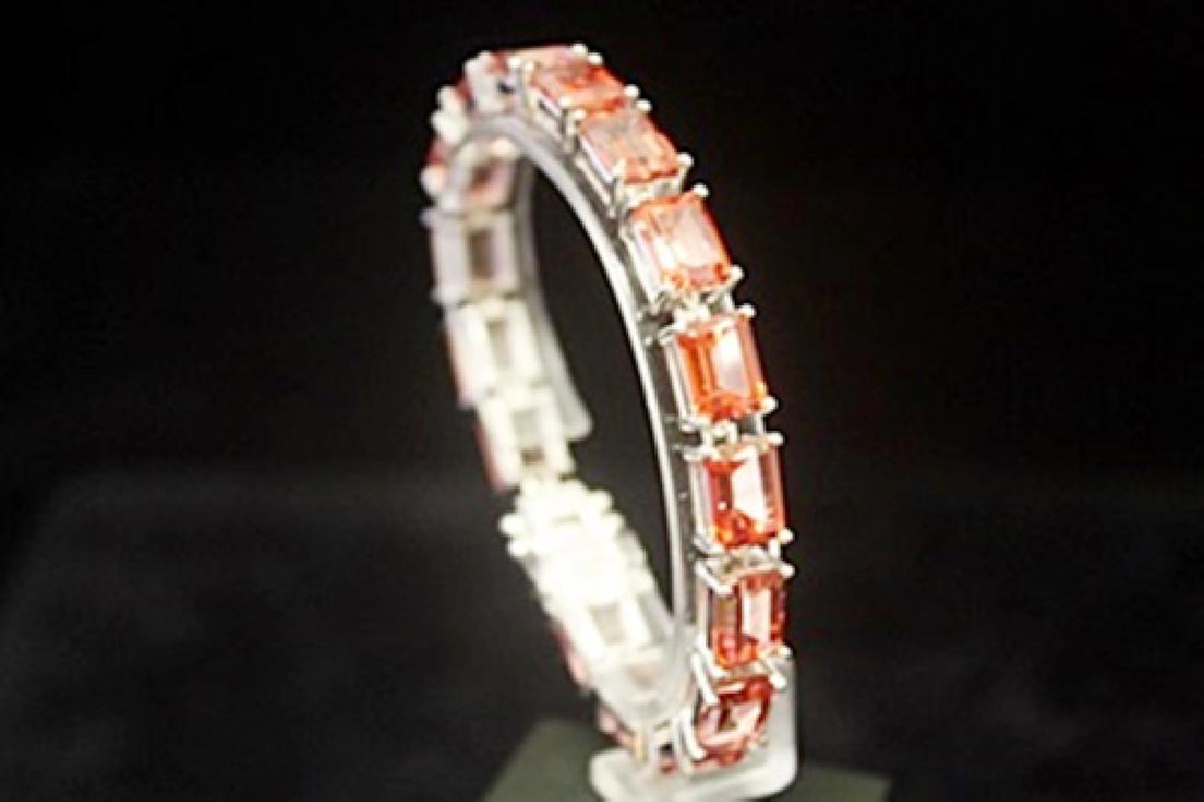 Dazzling Orange Red Tourmaline Silver Bracelet