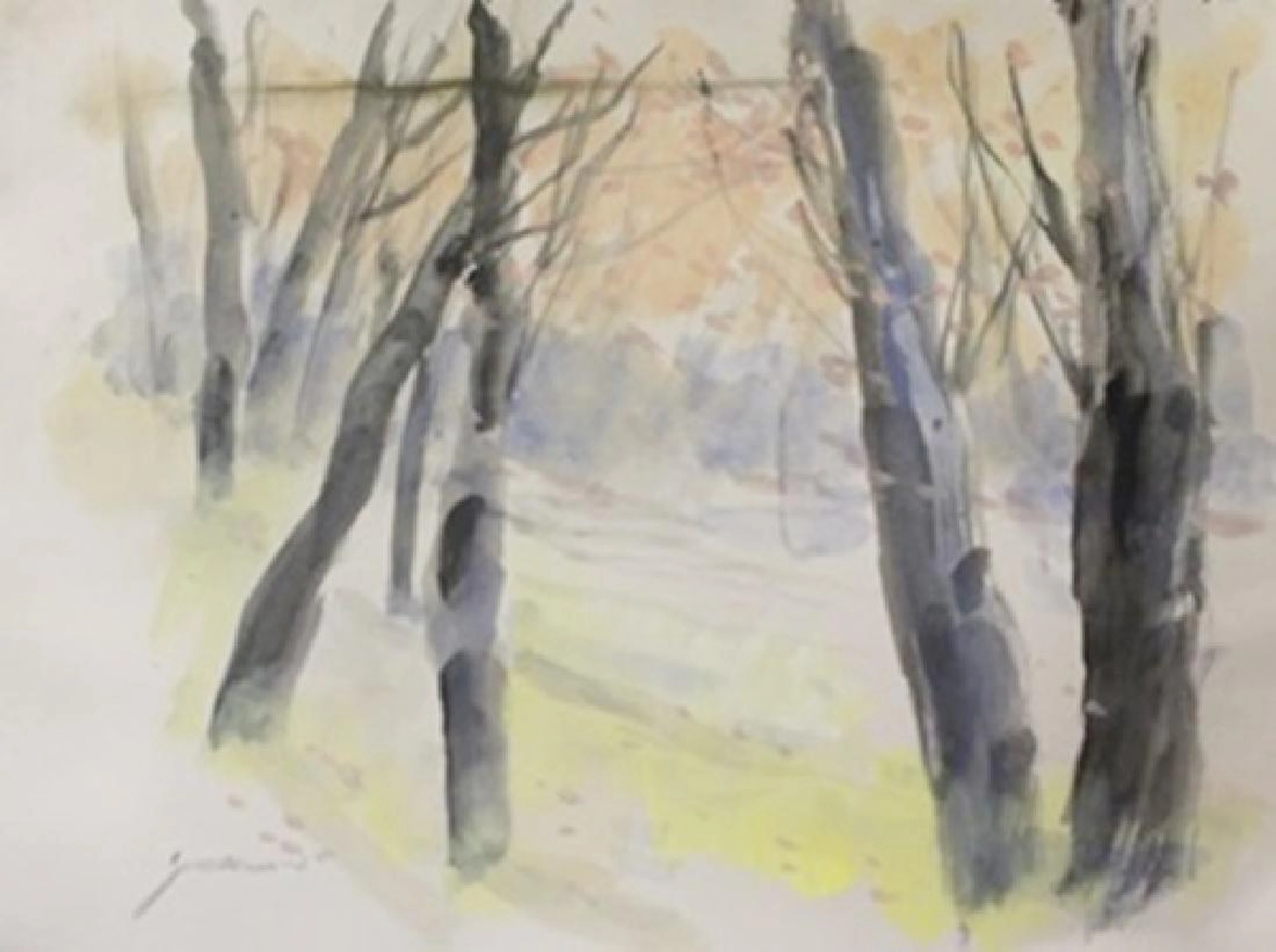 Original Watercolor on Paper "Autumn Haze" by Michael