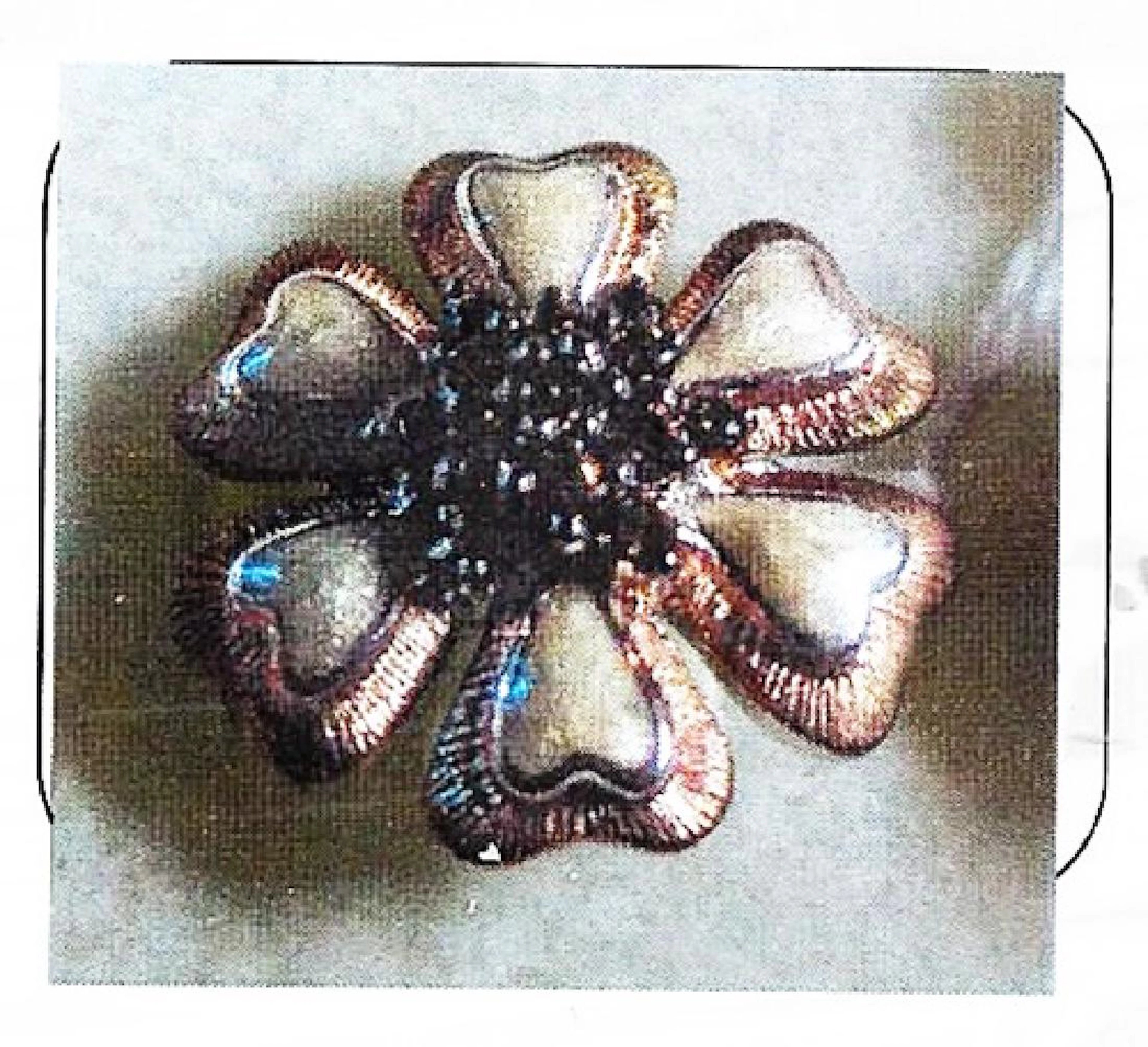 Ladys silver enamel/diamond ring
