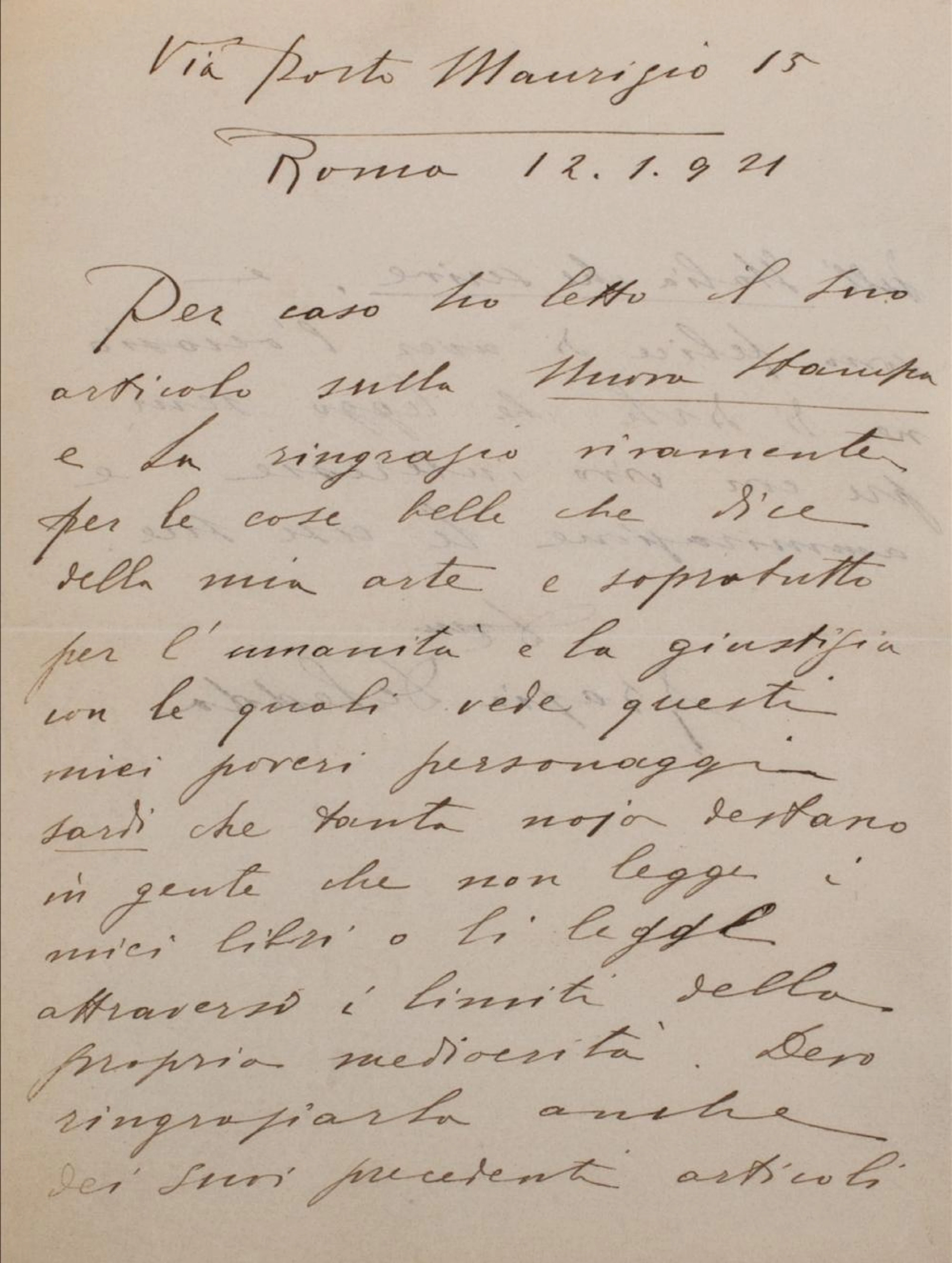 Deledda, Grazia - Autographed letter signed