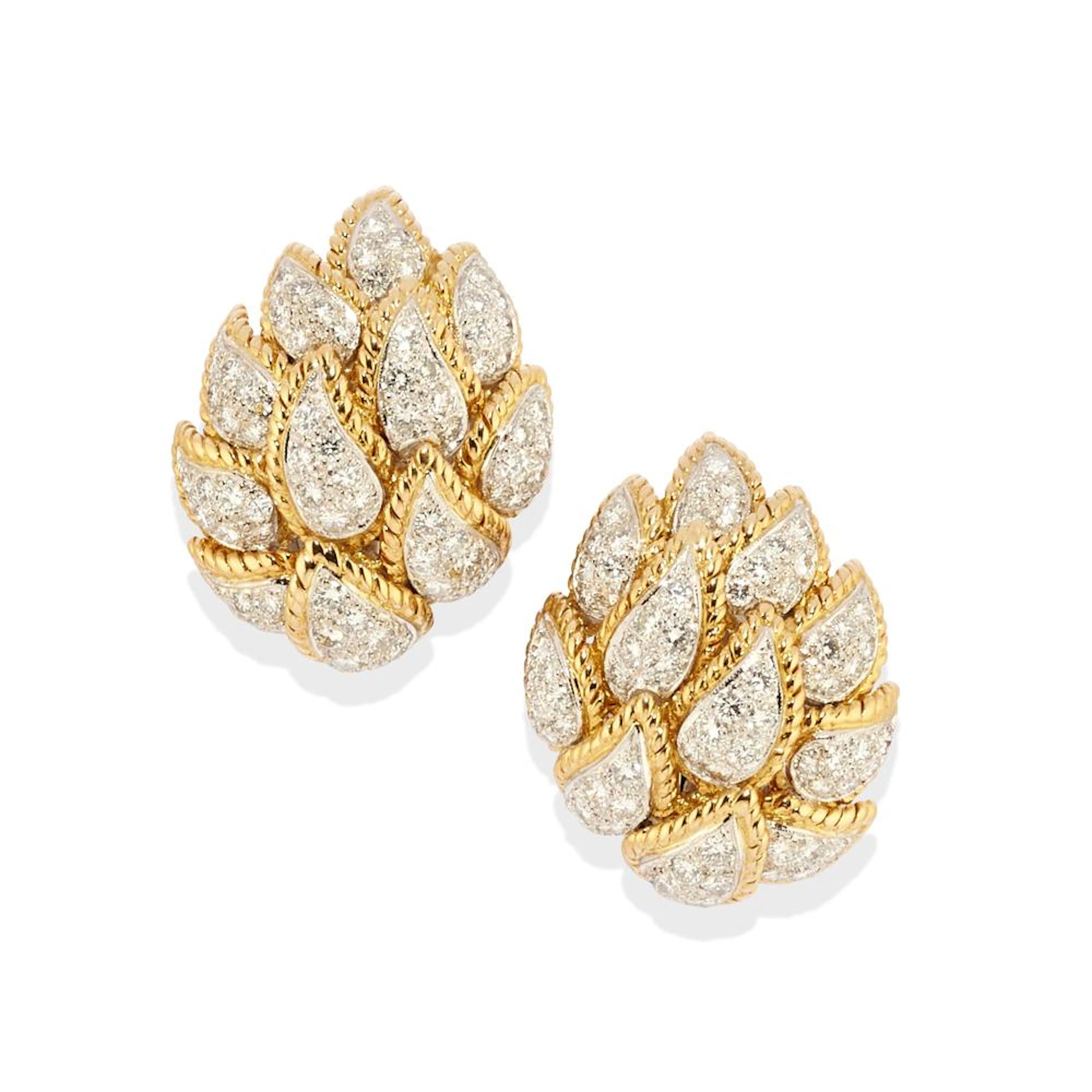 Sterlé - Diamond earrings, 18k two-color gold