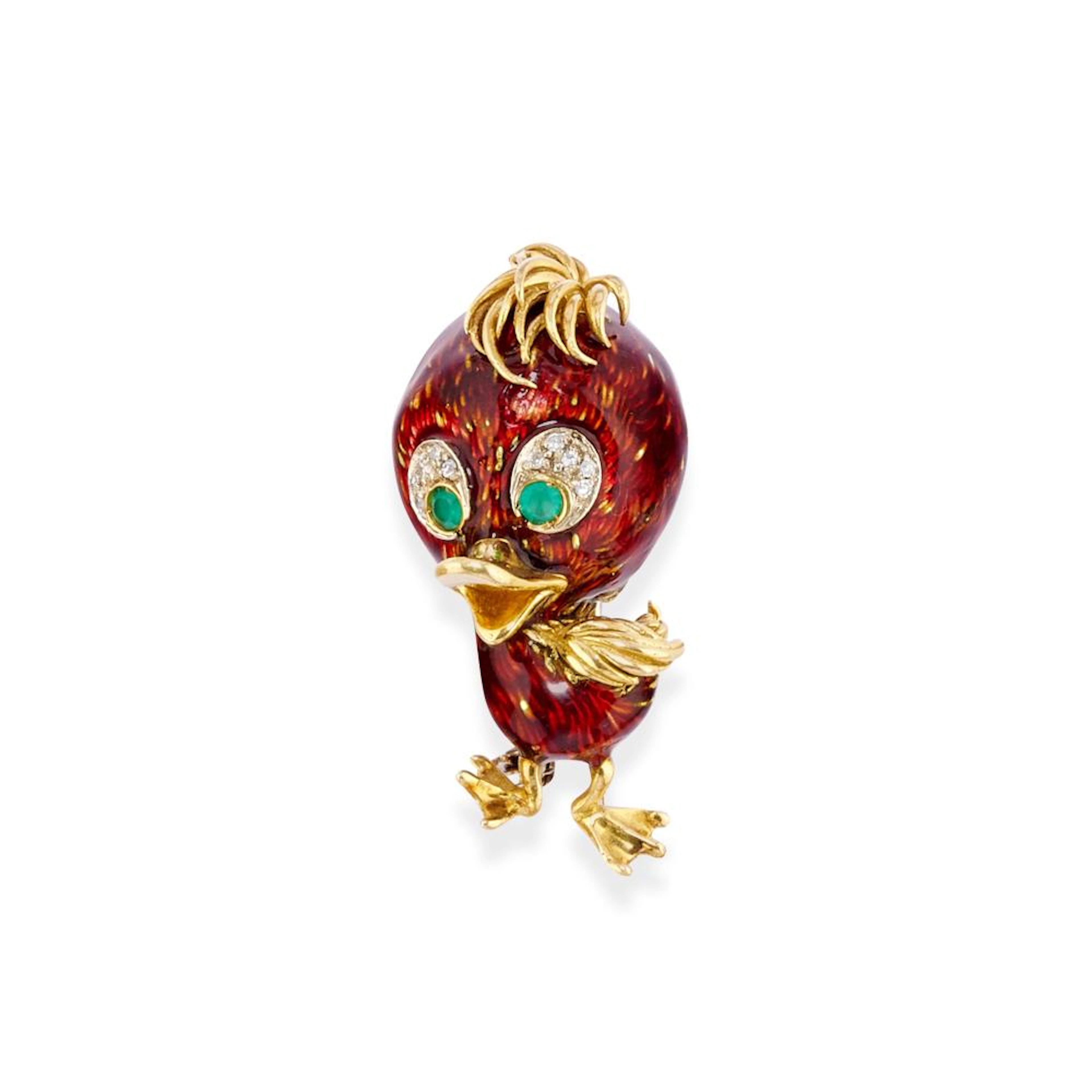 Frascarolo - Enamel brooch, 18k yellow gold