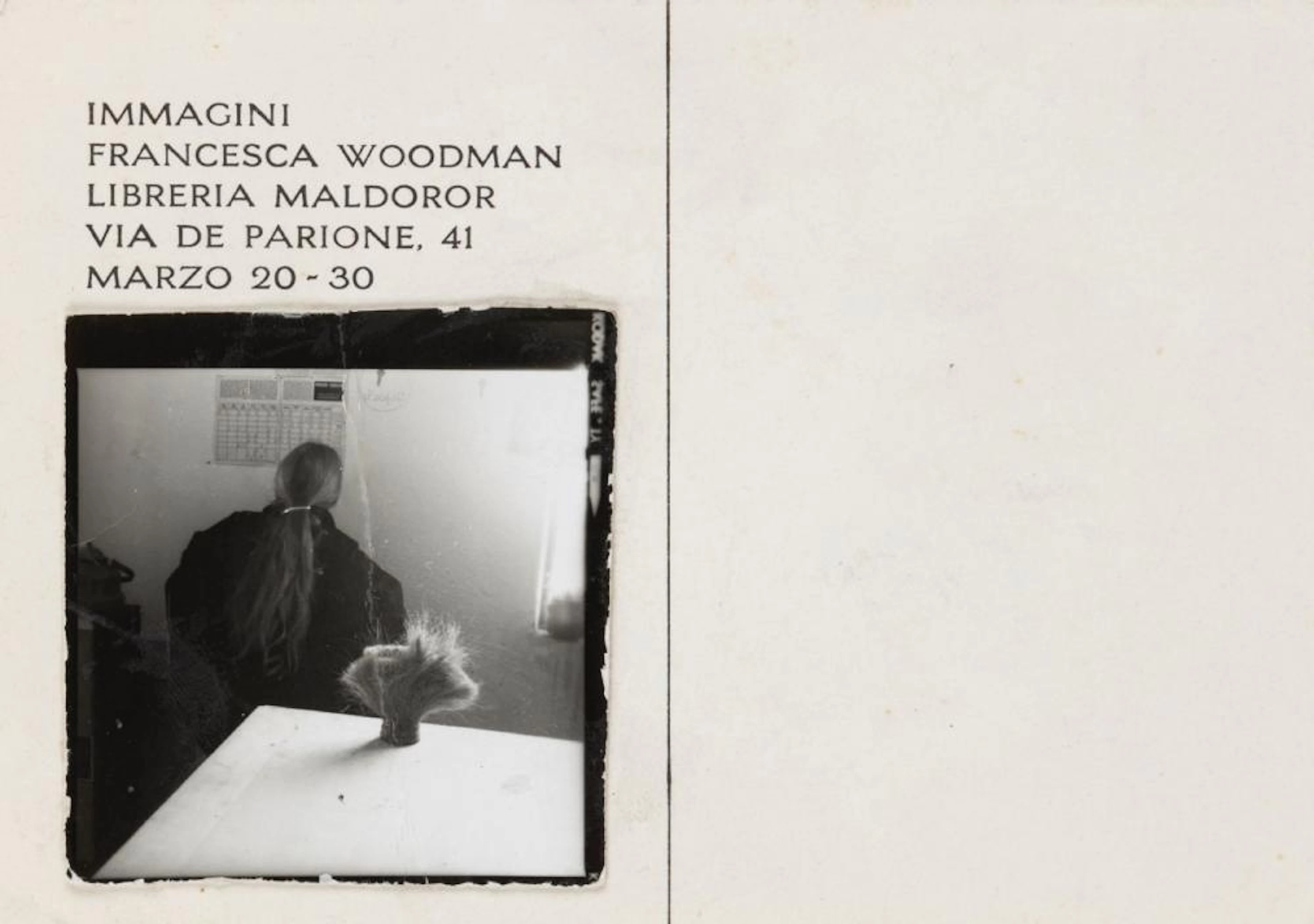 Francesca Woodman (1958-1981) - Postcard invitation for "Immagini" Exhibition