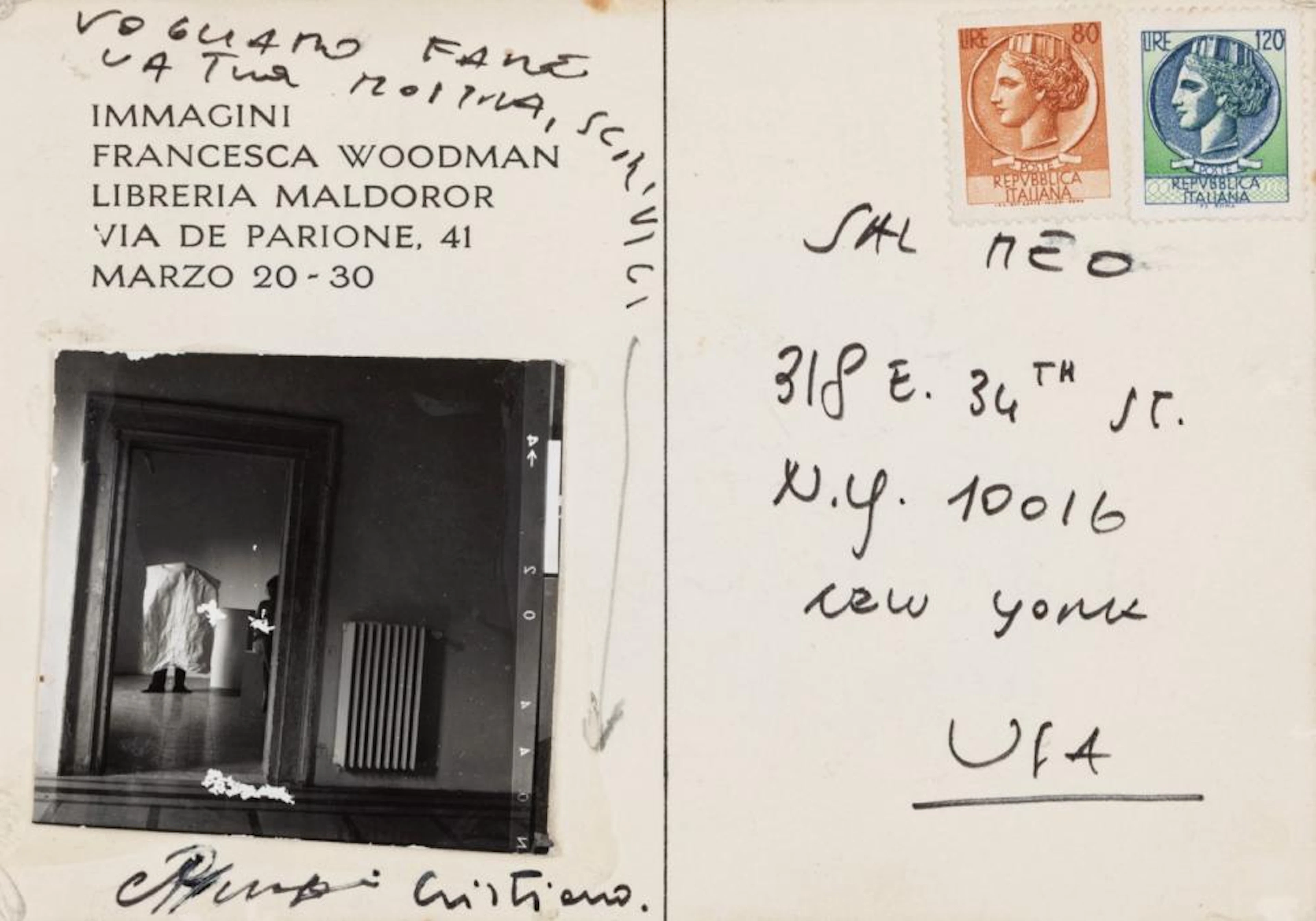Francesca Woodman (1958-1981) - Postcard invitation for "Immagini" Exhibition