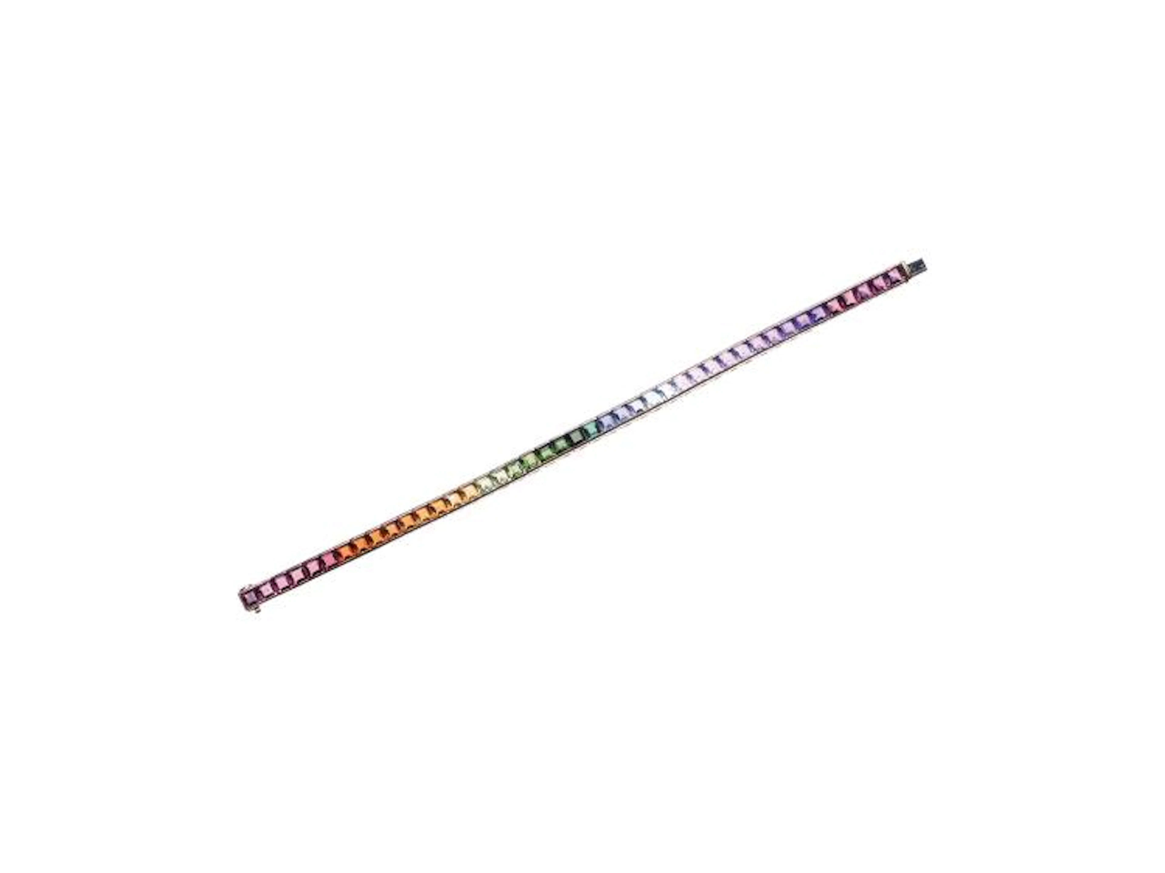 Bracelet In Yellow Gold 18K With Multicolor Natural Gems