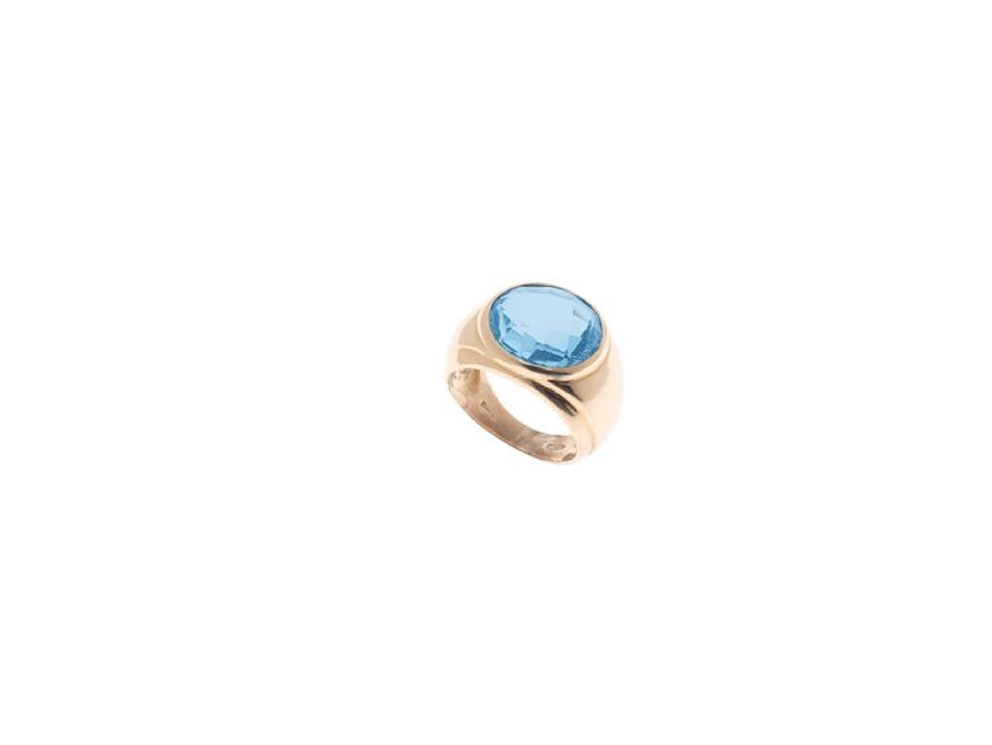Yellow Gold 18K Ring With Round Briolette Cut Blue Topaz