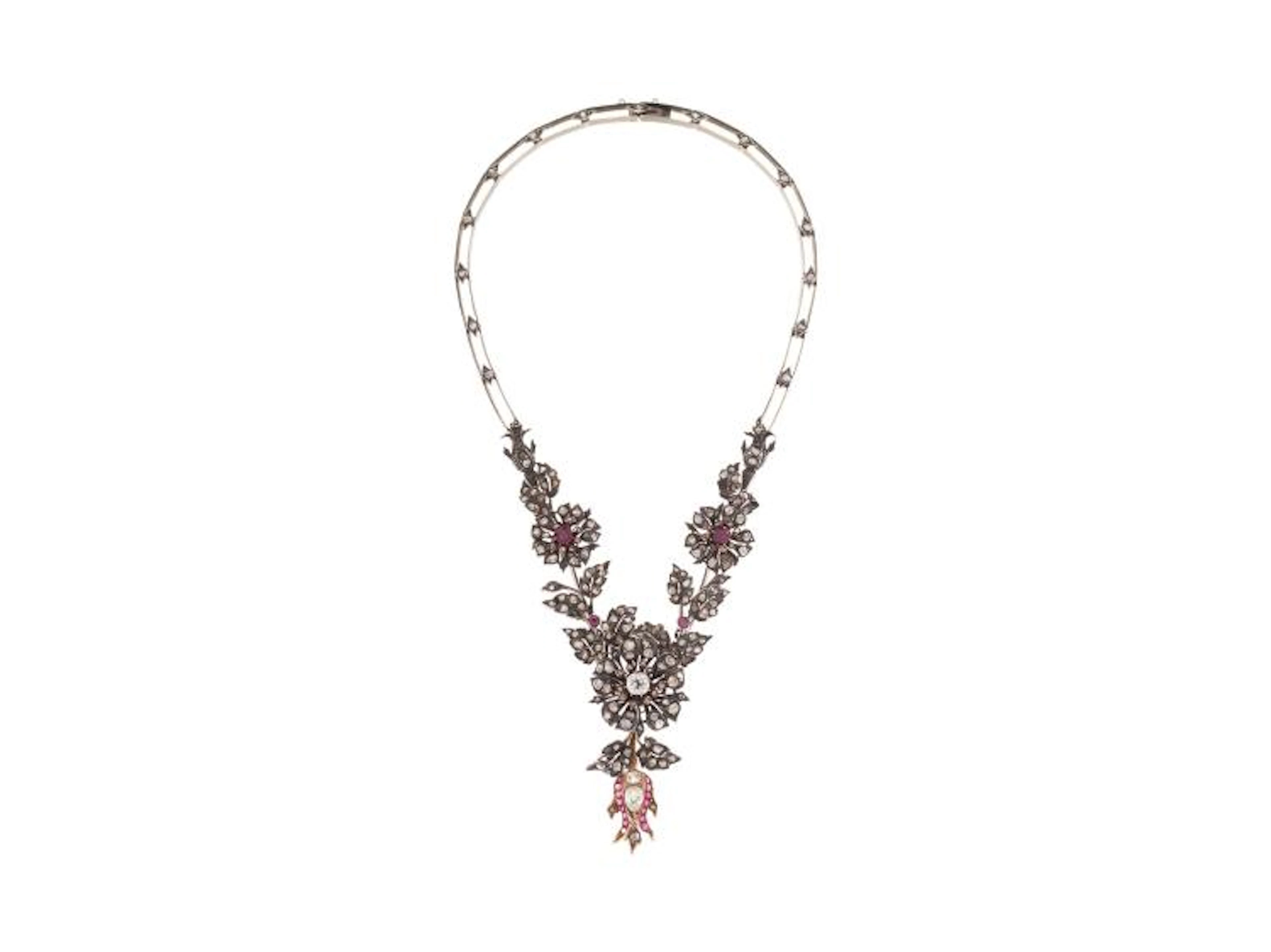 Platinum Gold 18K And Silver Victorian Necklace