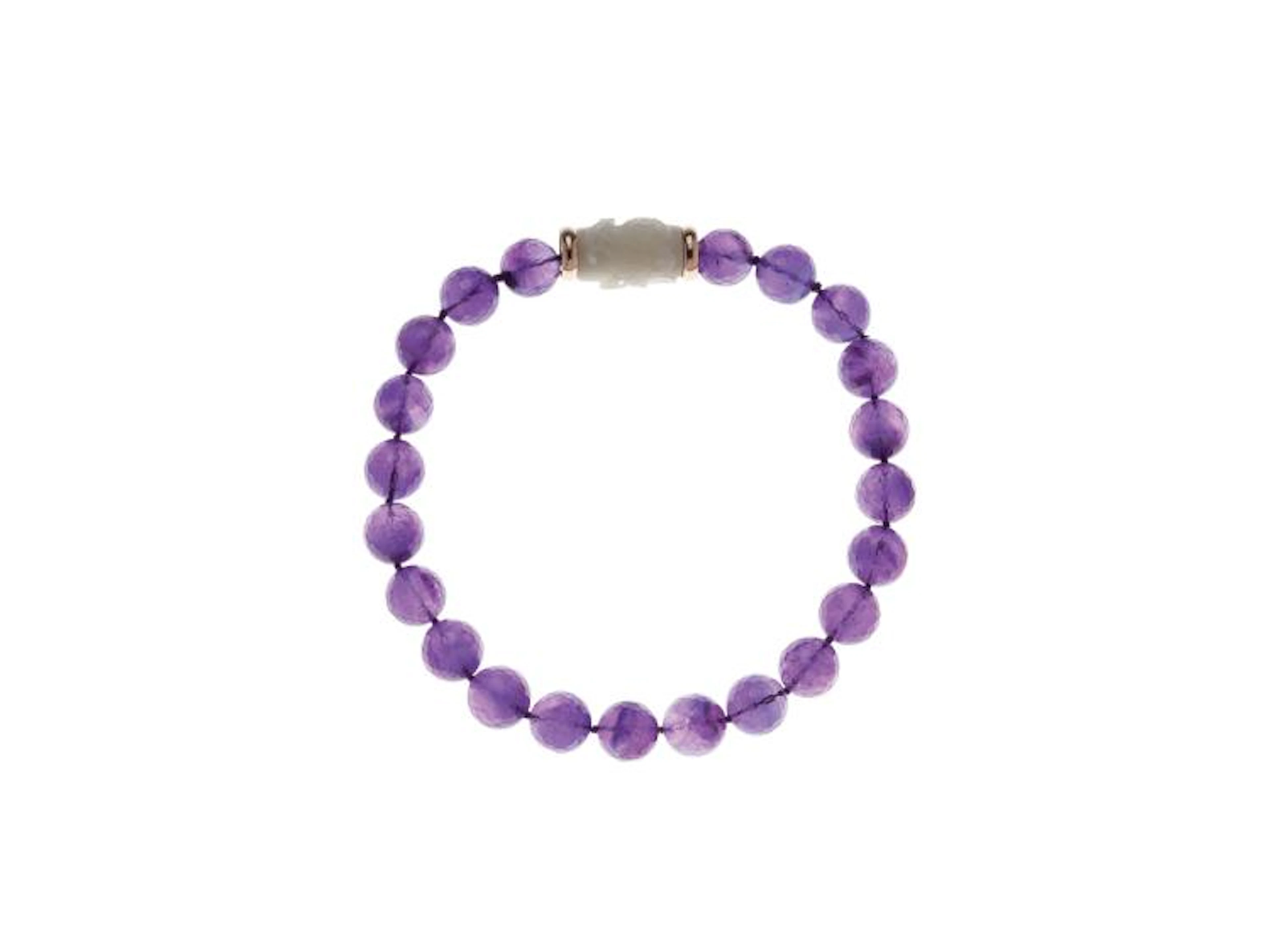 Necklace With Amethystes, Rose Gold 18K And Jade