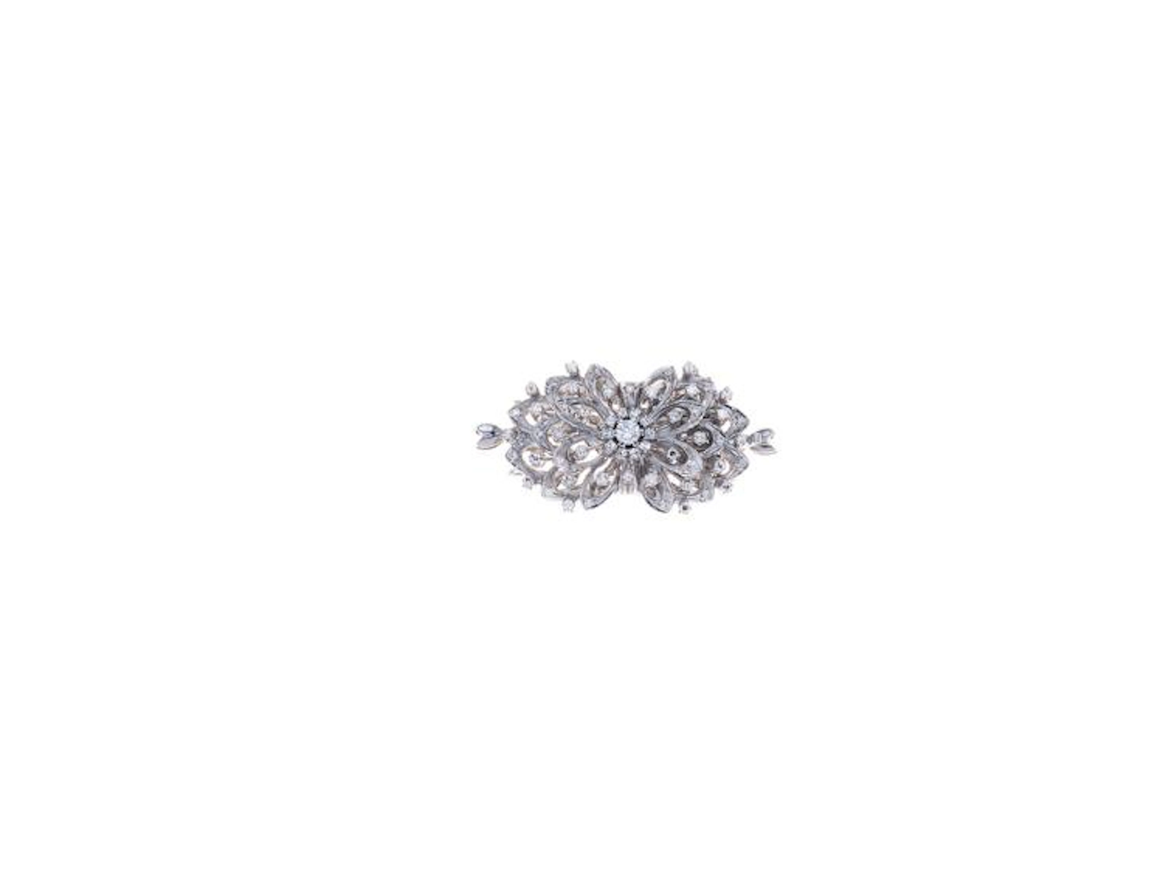 White Gold 18K Clasp For Necklace With Diamonds, Circa 1960