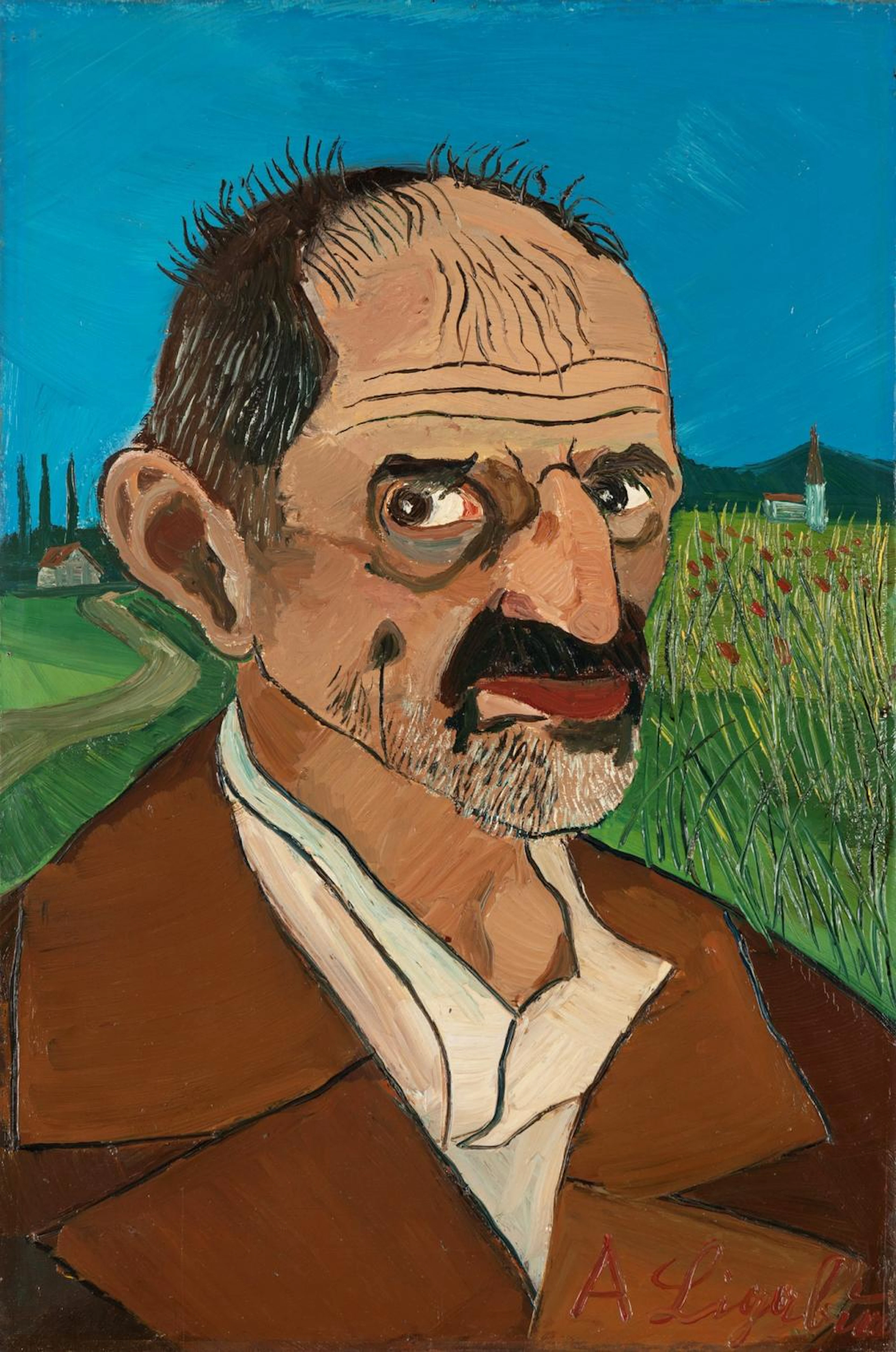 Antonio Ligabue (Zurigo 1899-Gualtieri 1965) - Selfportrait, 1960