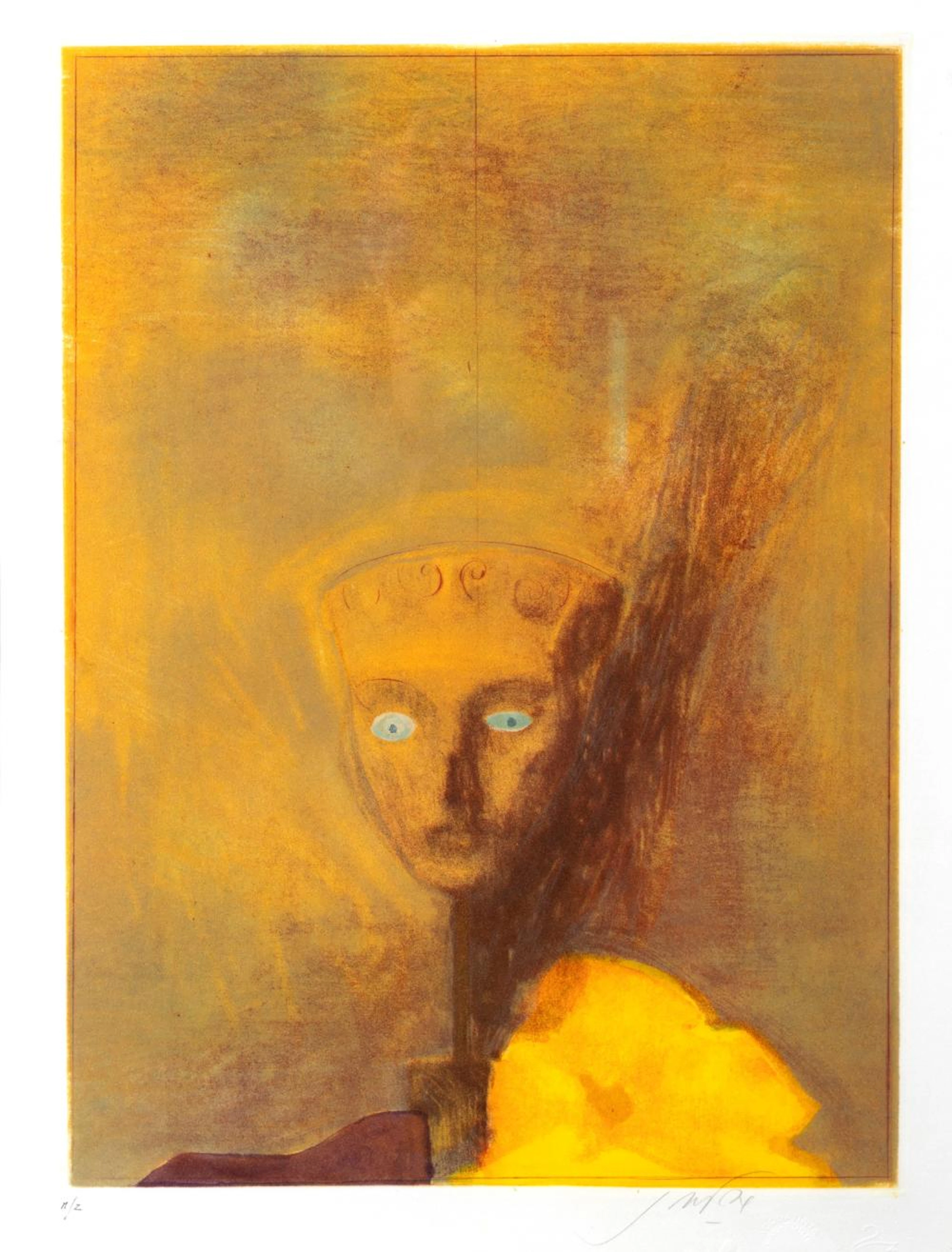 Piero Guccione (Scicli 1935-Modica 2018) - La maschera e l'Ibisco