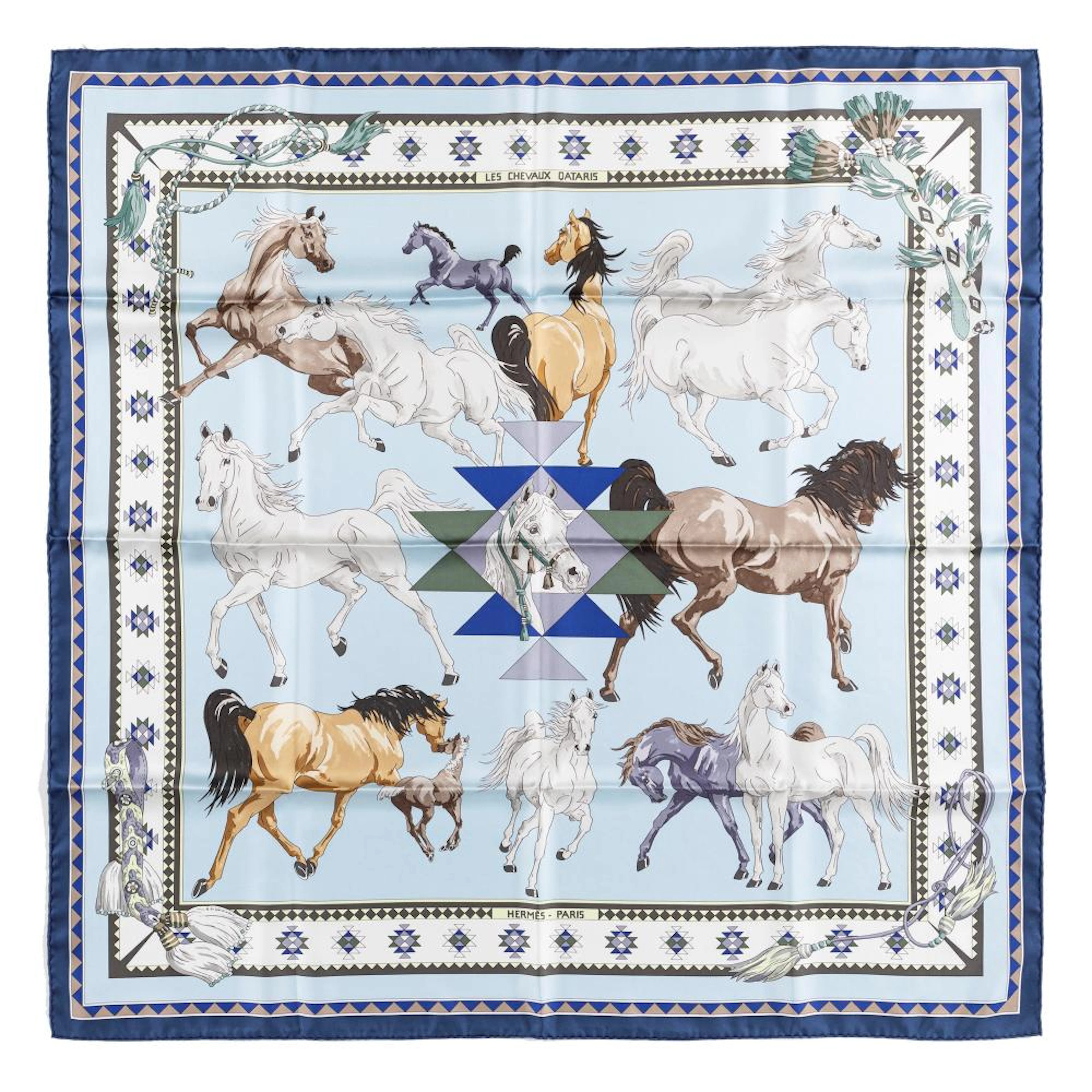Hermès - Les Chevaux Qataris silk twill scarf
