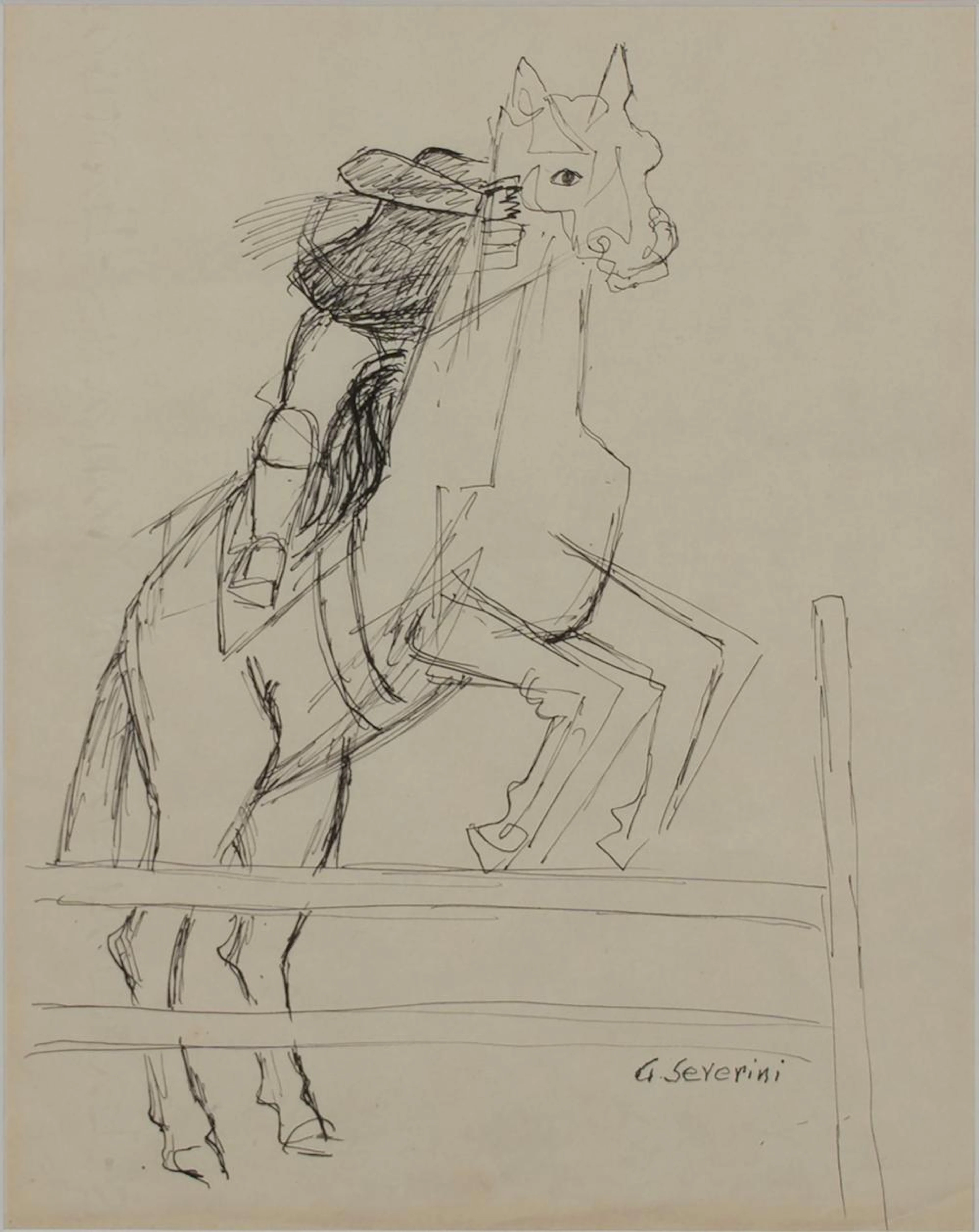 Gino Severini (Cortona 1883-Parigi 1966) - Cavallo a Merano, 1954