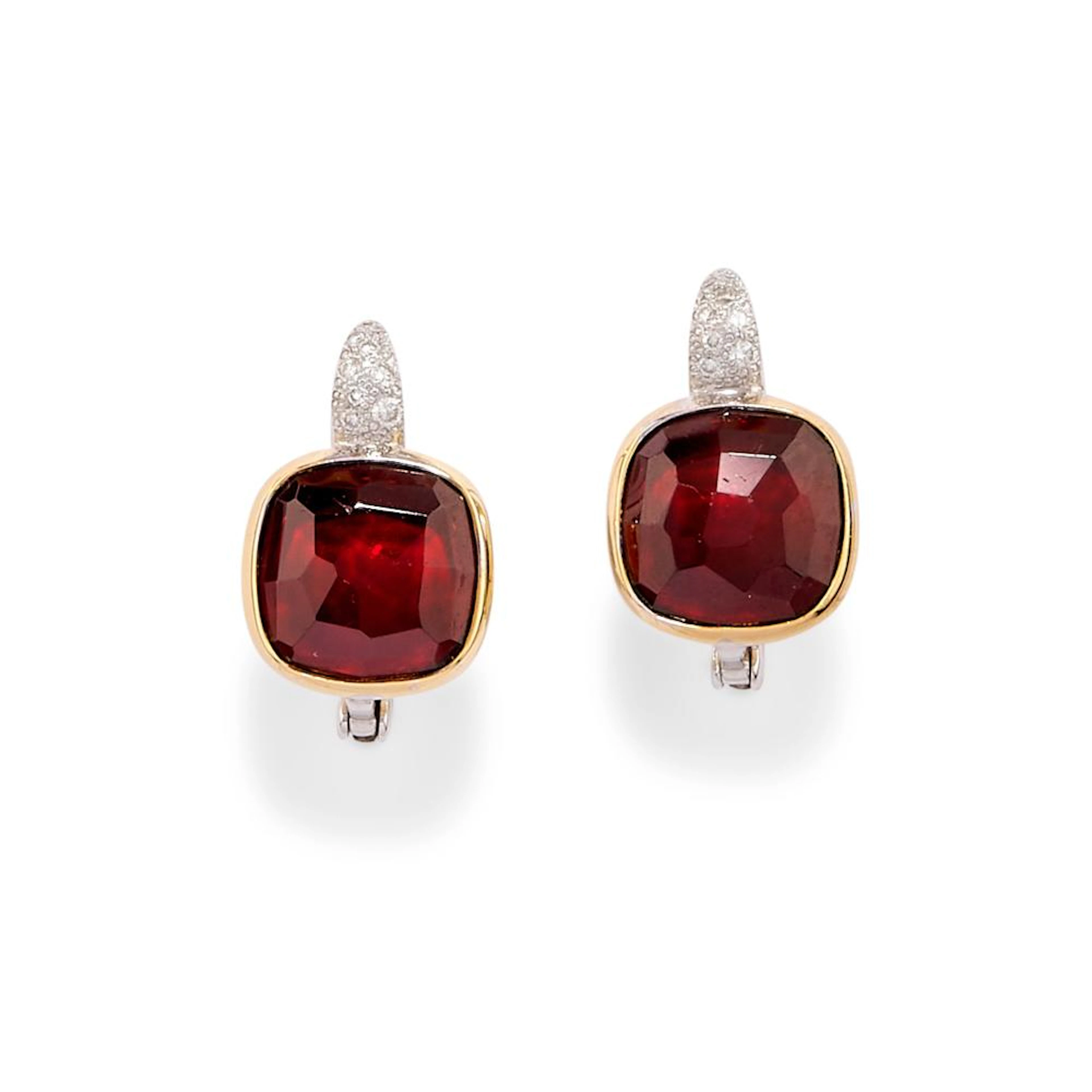 Pomellato - Garnet earrings, 18k two-color gold