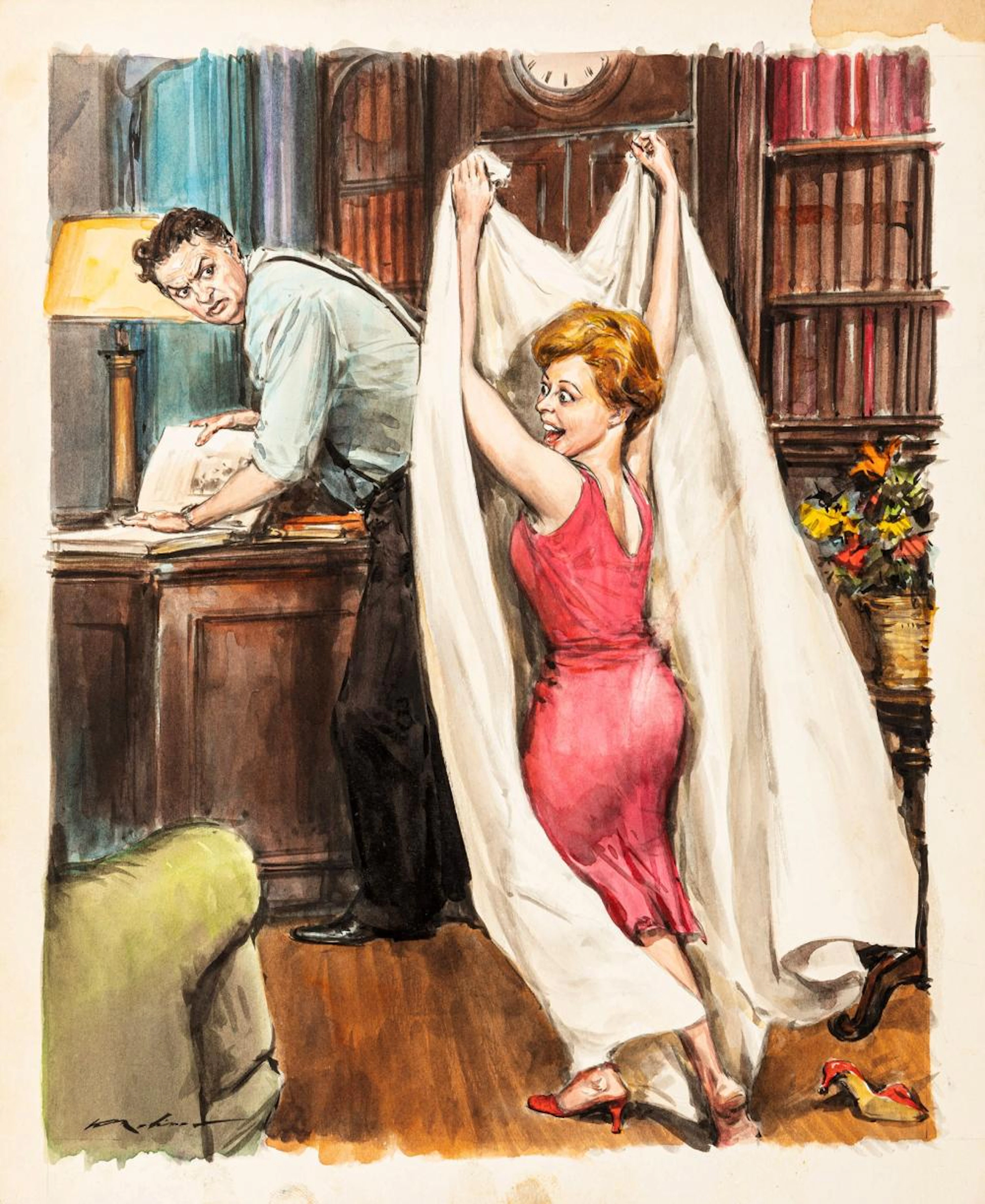 Walter Molino - Federico Fellini e Giulietta Masina (Giulietta degli spiriti)