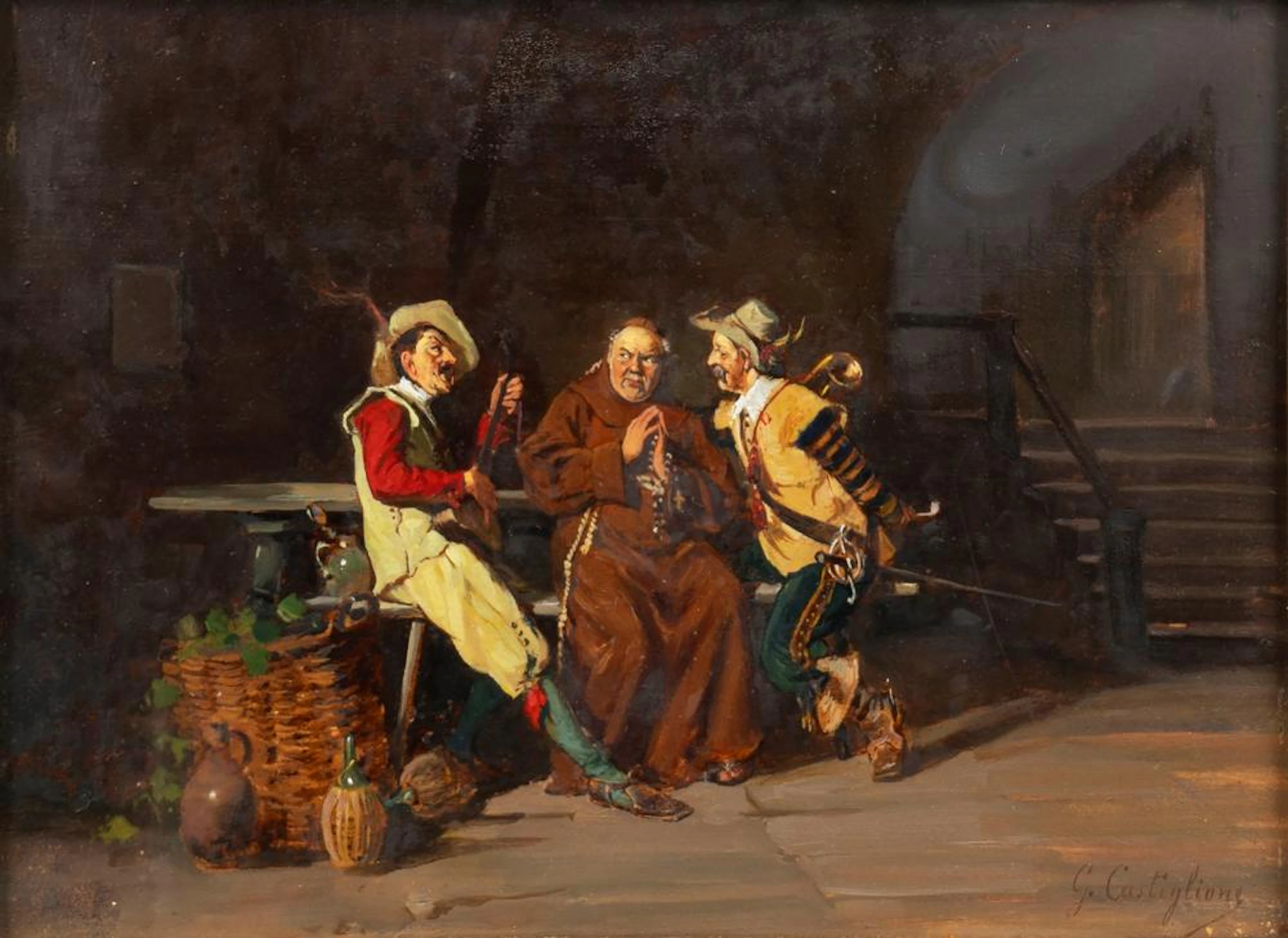 Giuseppe Castiglione (Napoli 1829-Parigi 1908) - The friar at the taver