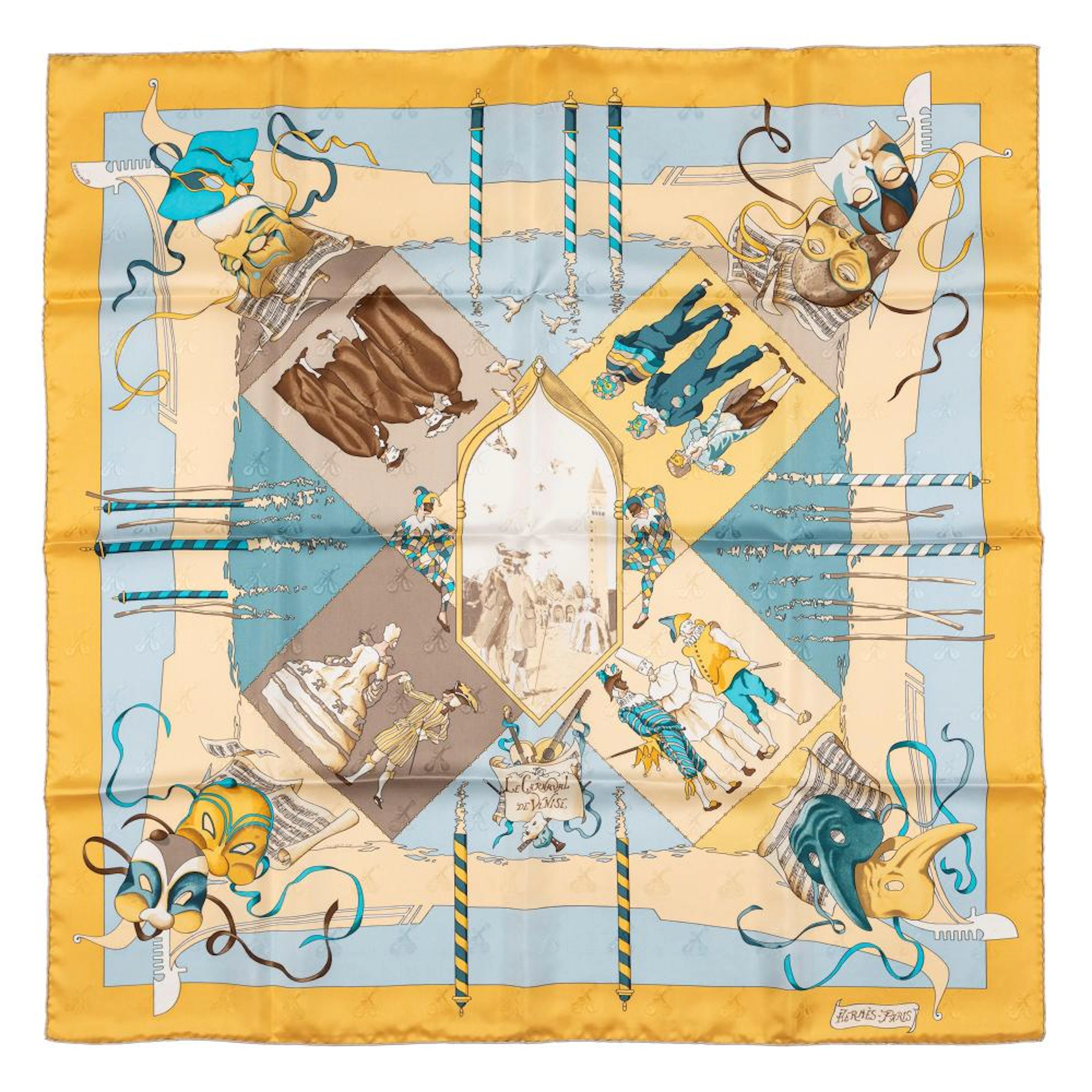 Hermès - Le Carnaval de Venise (renamed Fêtes vénitiennes) silk twill scarf