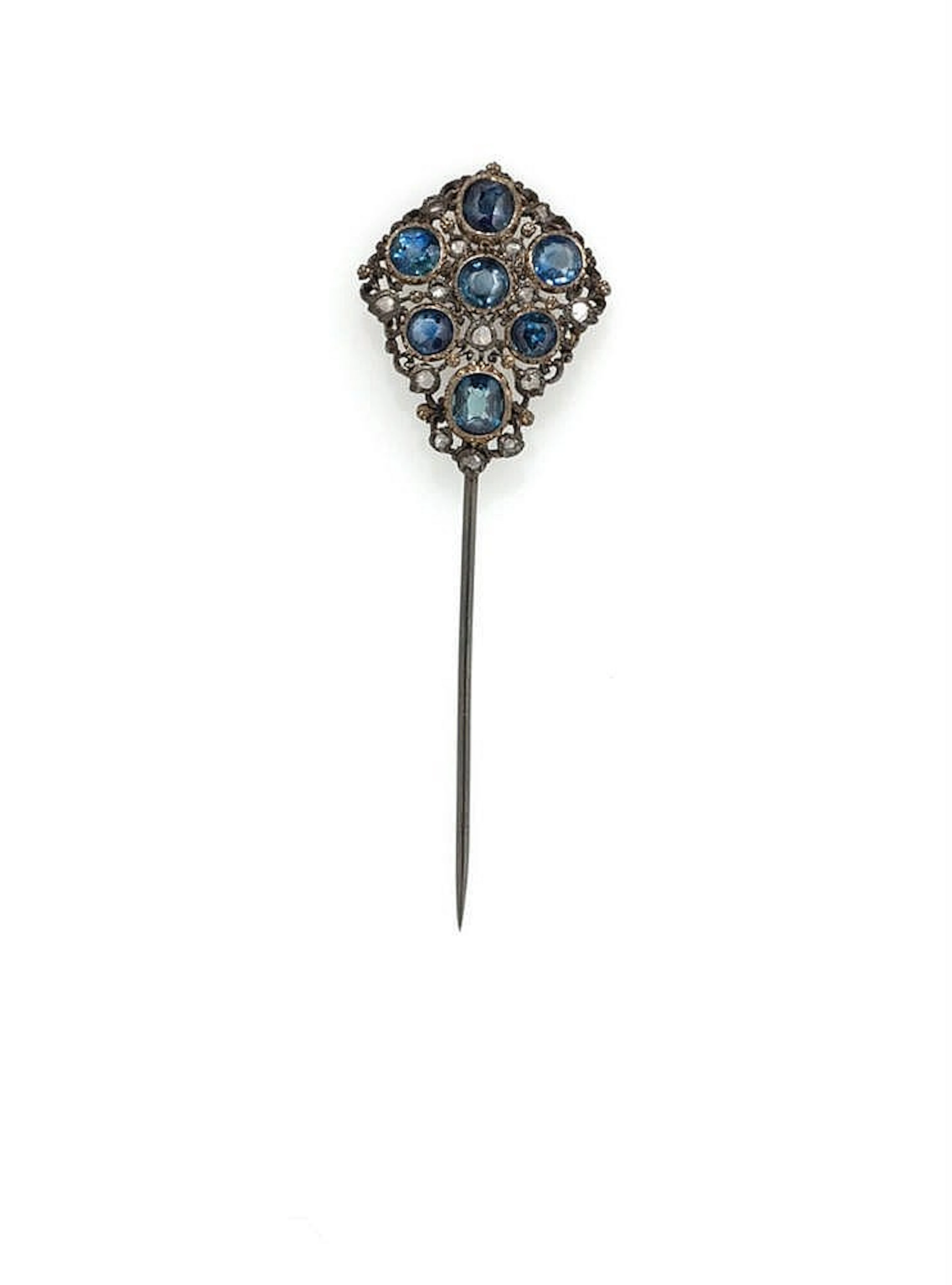 YELLOW GOLD AND SILVER BROOCH